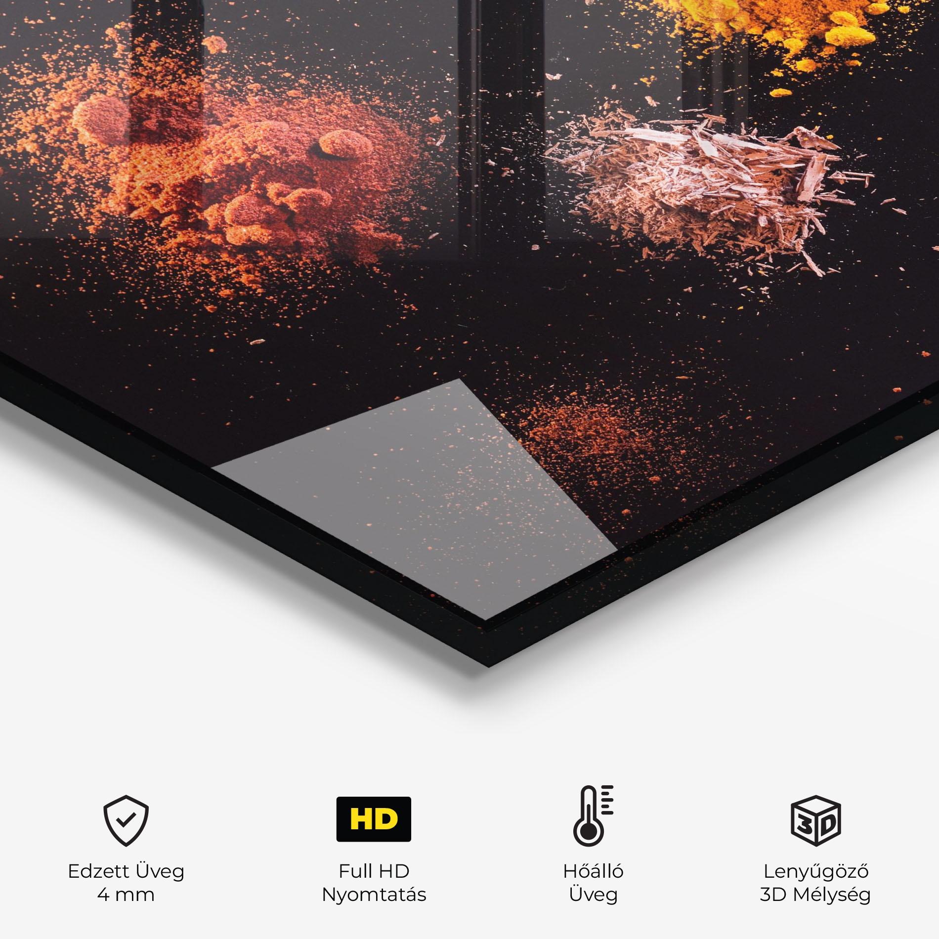 Konyhai üveg hátfal Powder On Black mockup 2