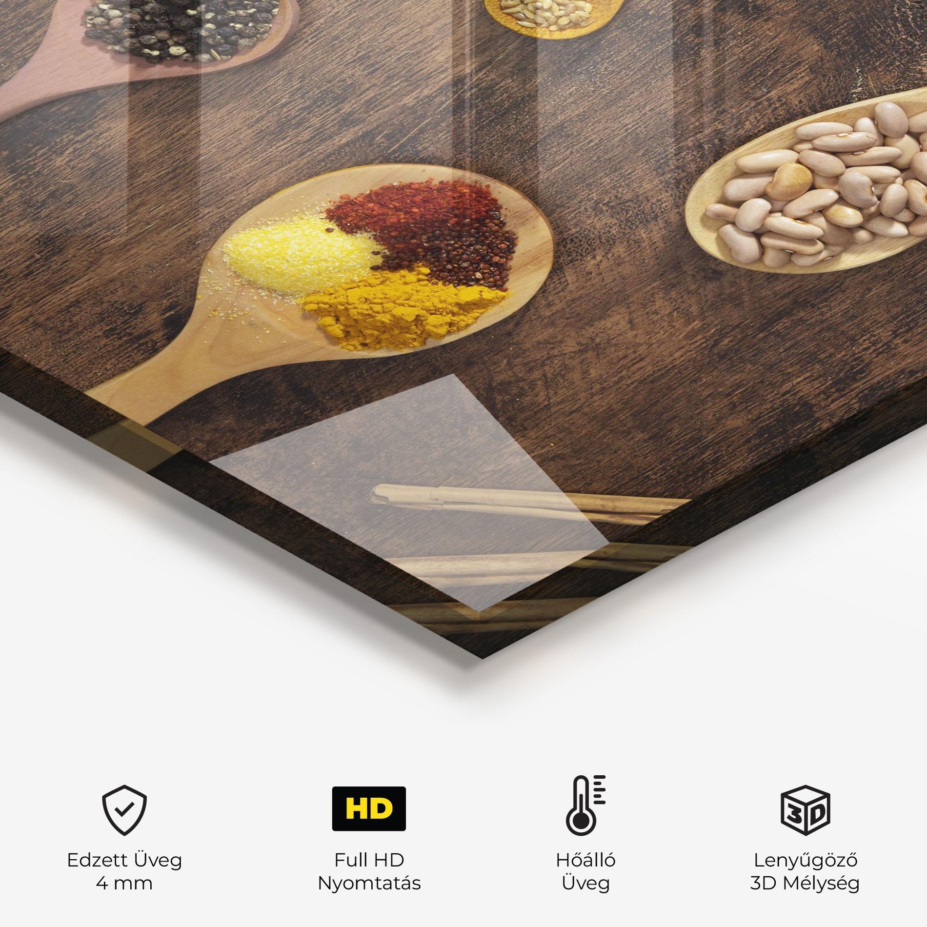 Konyhai üveg hátfal Spices Beans mockup 2