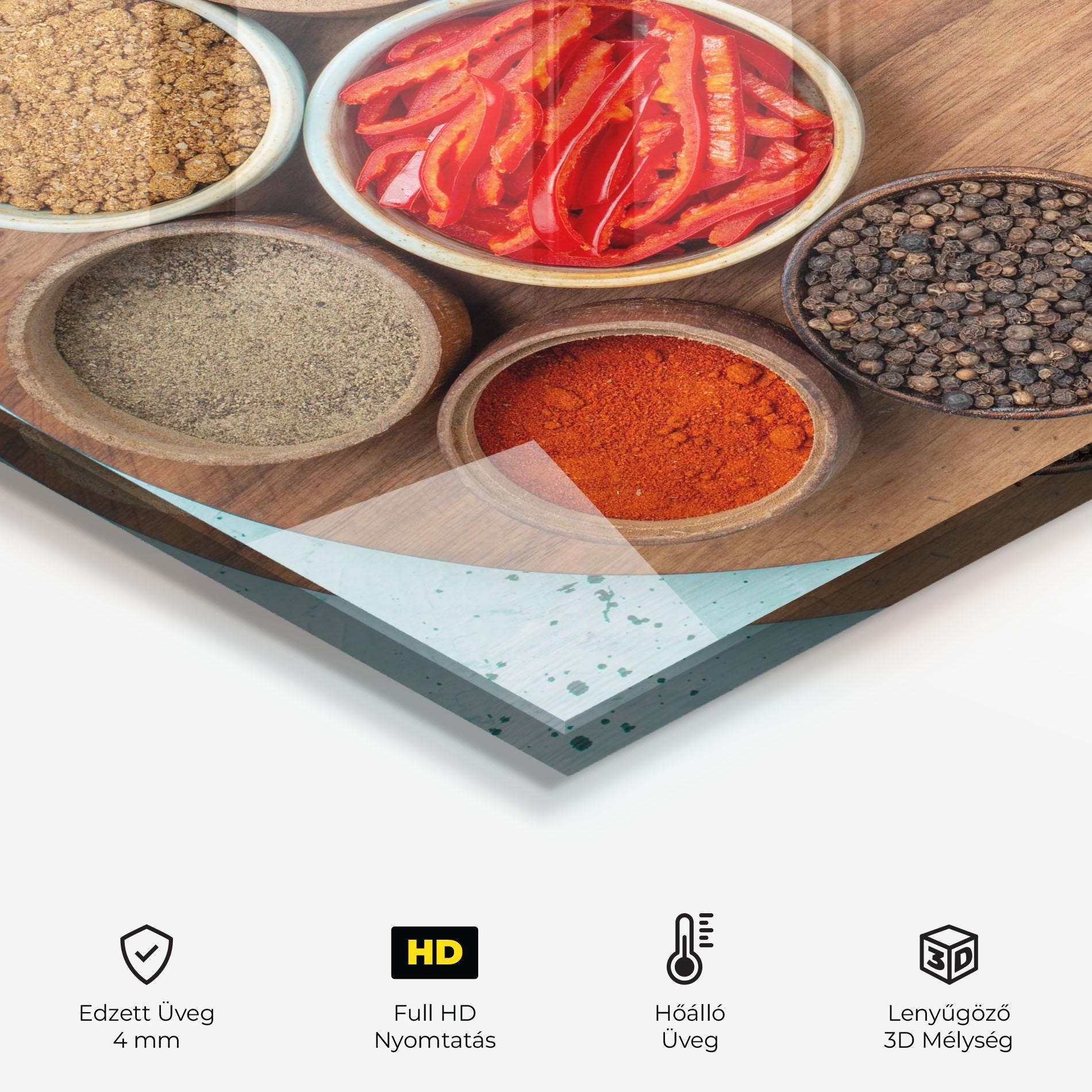 Konyhai üveg hátfal Spices On Blue mockup 2