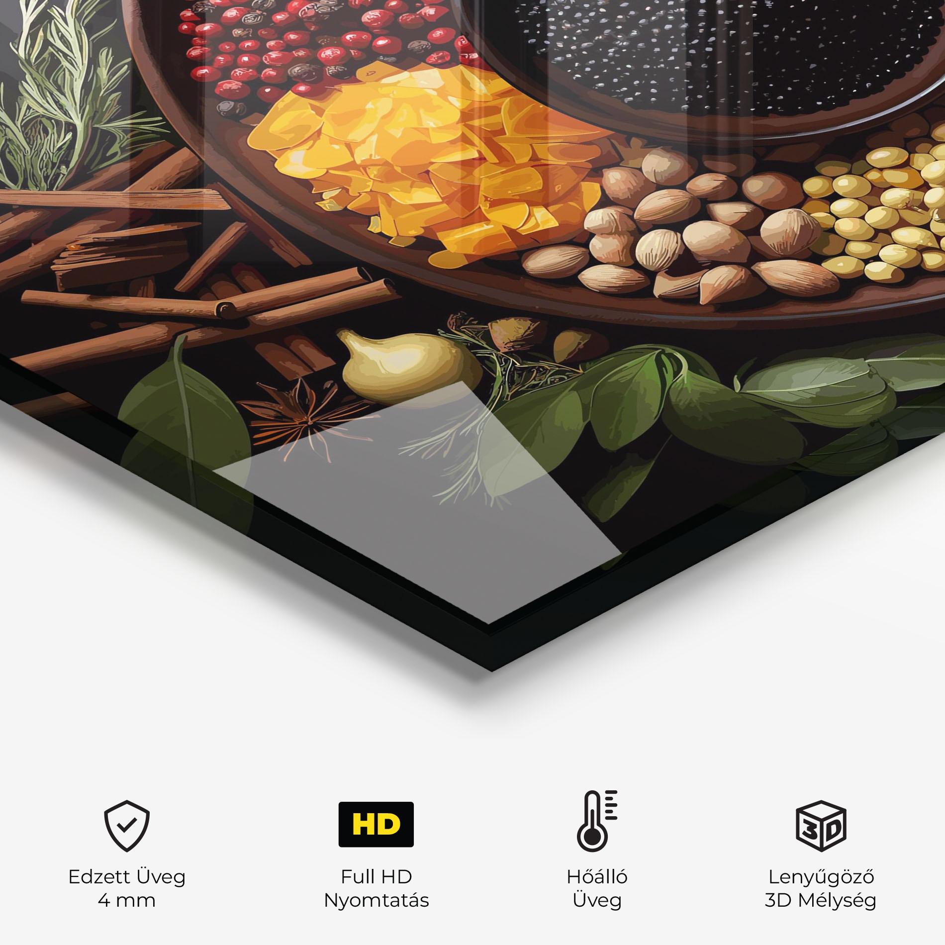 Konyhai üveg hátfal Spices Plate mockup 2