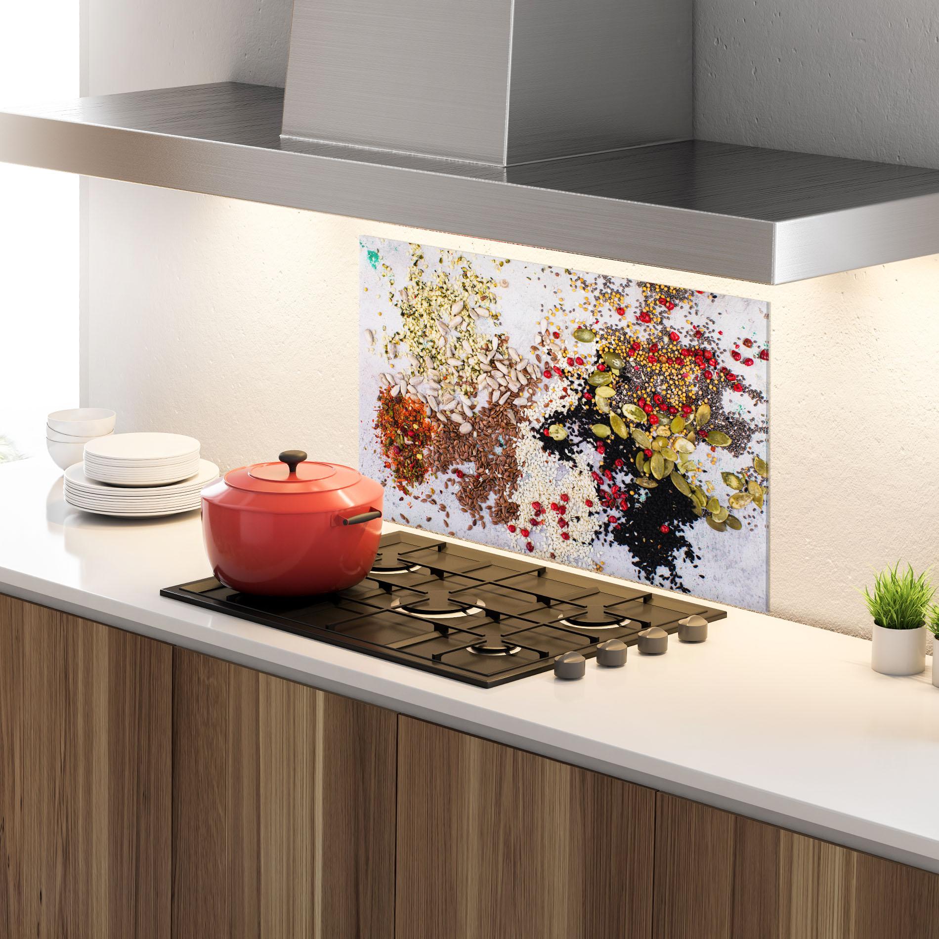 Konyhai üveg hátfal Different Seeds mockup 4