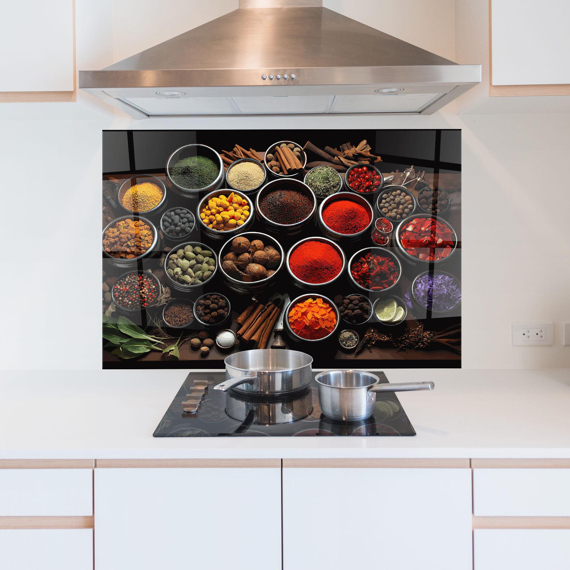 Konyhai üveg hátfal Colorful Herbs Art mockup 5