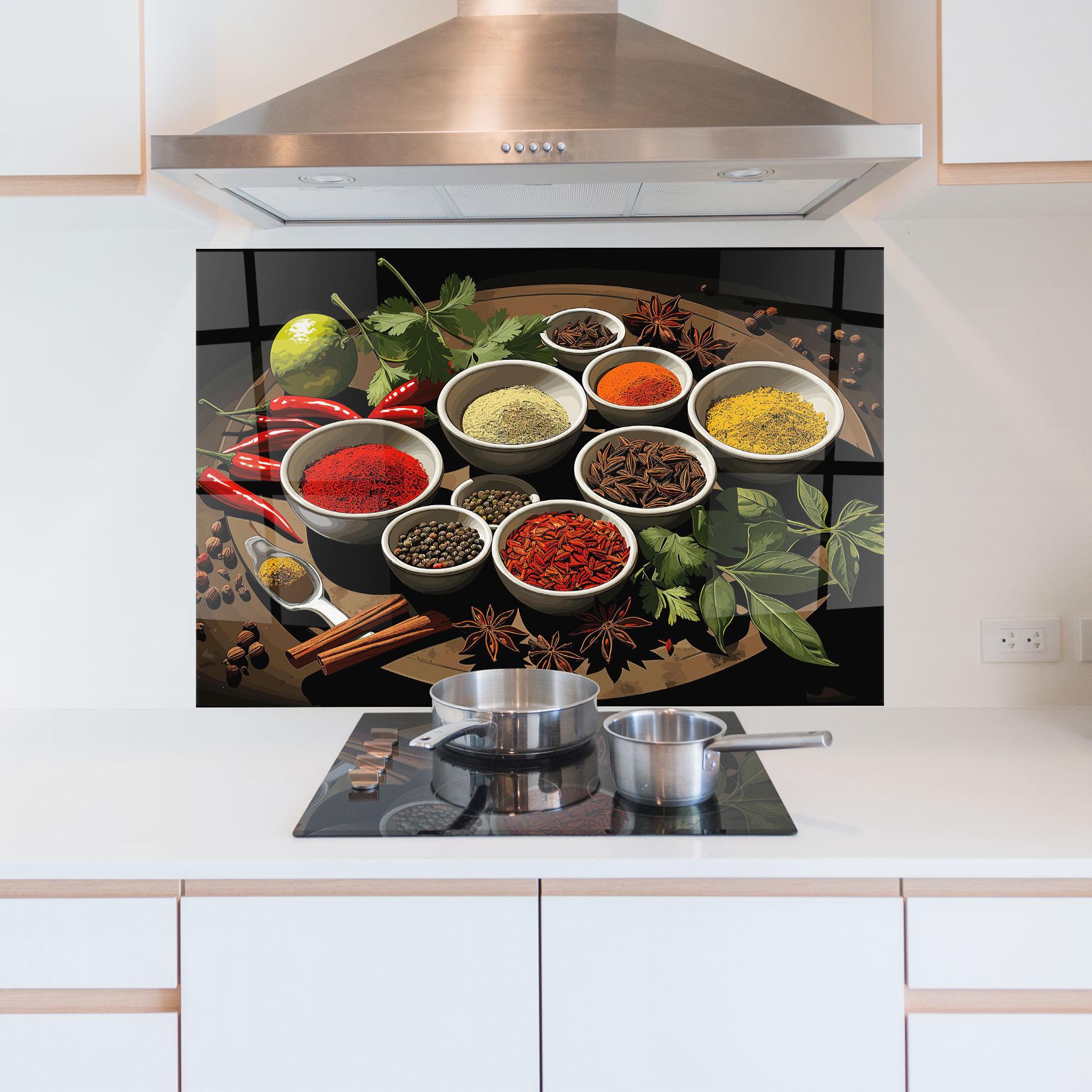 Konyhai üveg hátfal Colorful Seasonings mockup 5
