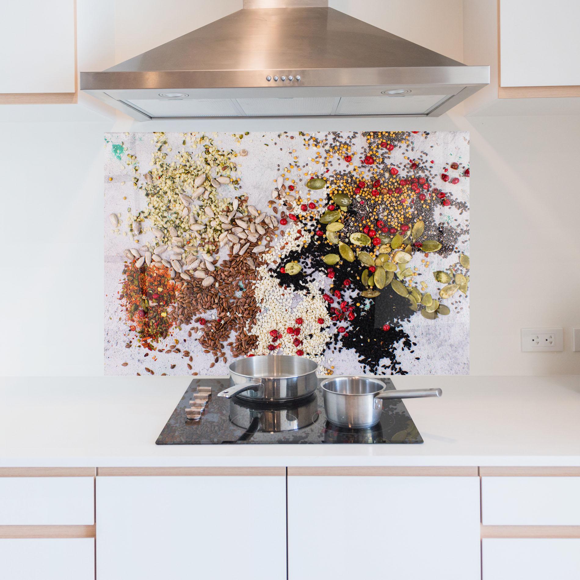 Konyhai üveg hátfal Different Seeds mockup 5