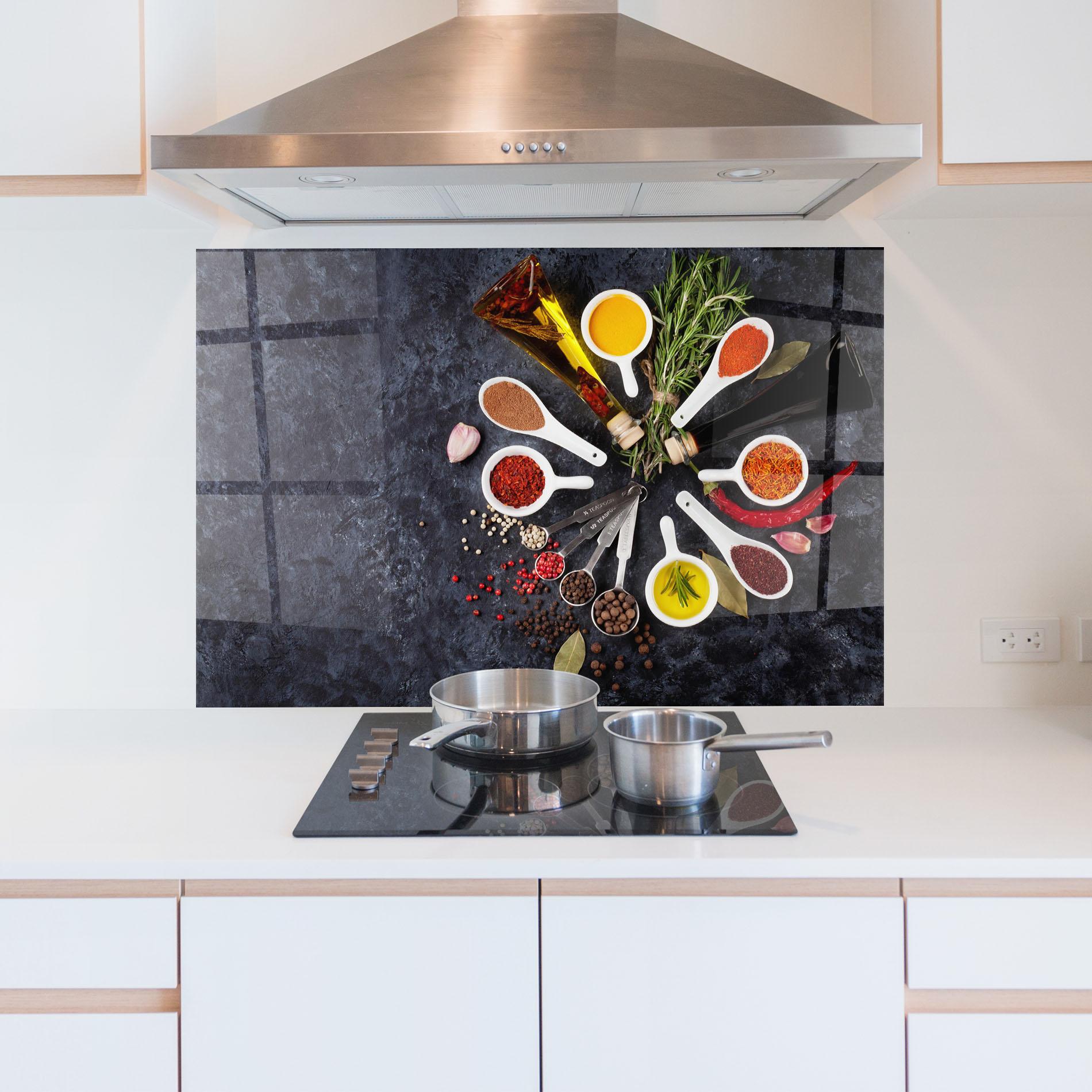 Konyhai üveg hátfal Spices mockup 5