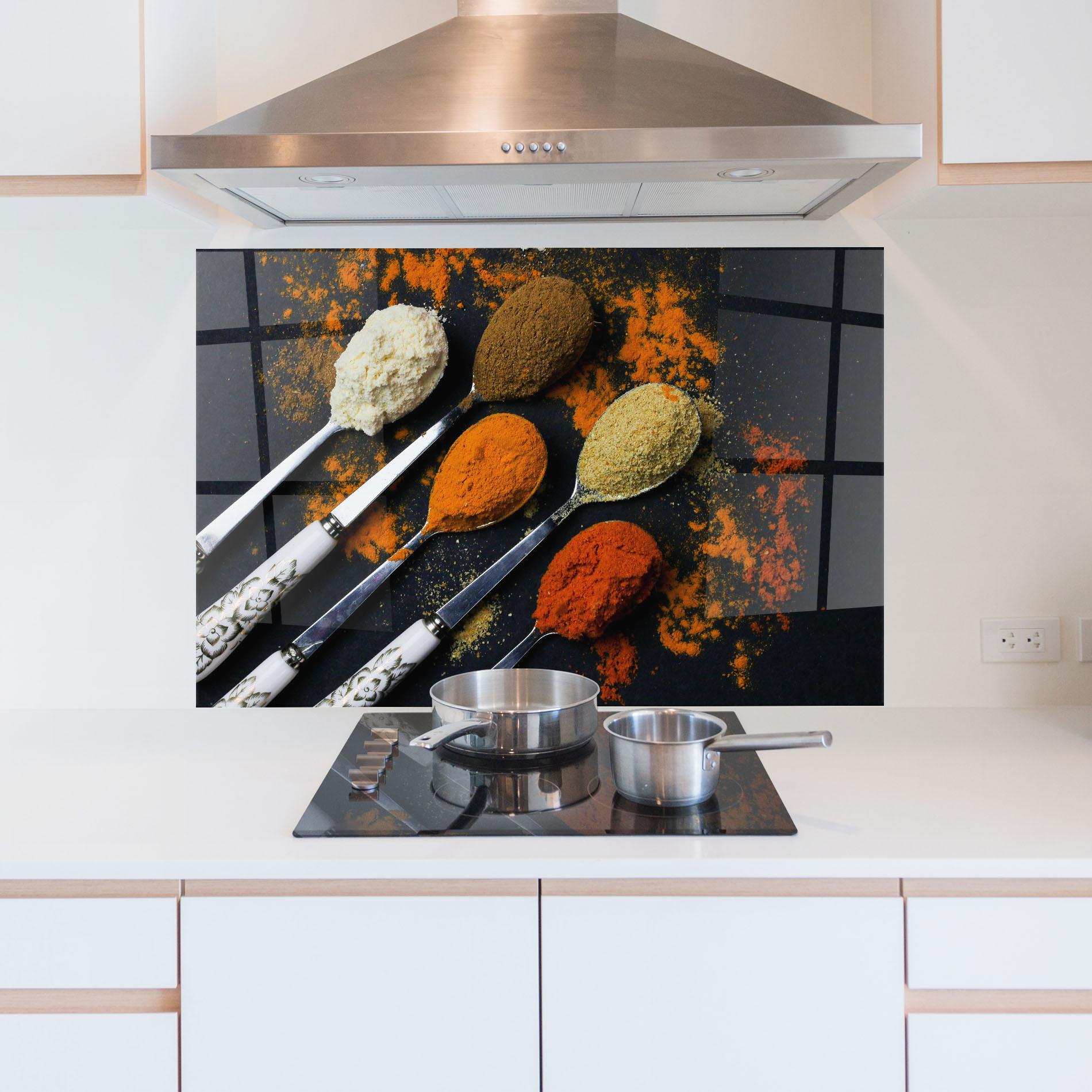 Konyhai üveg hátfal Spoons With Spices mockup 5