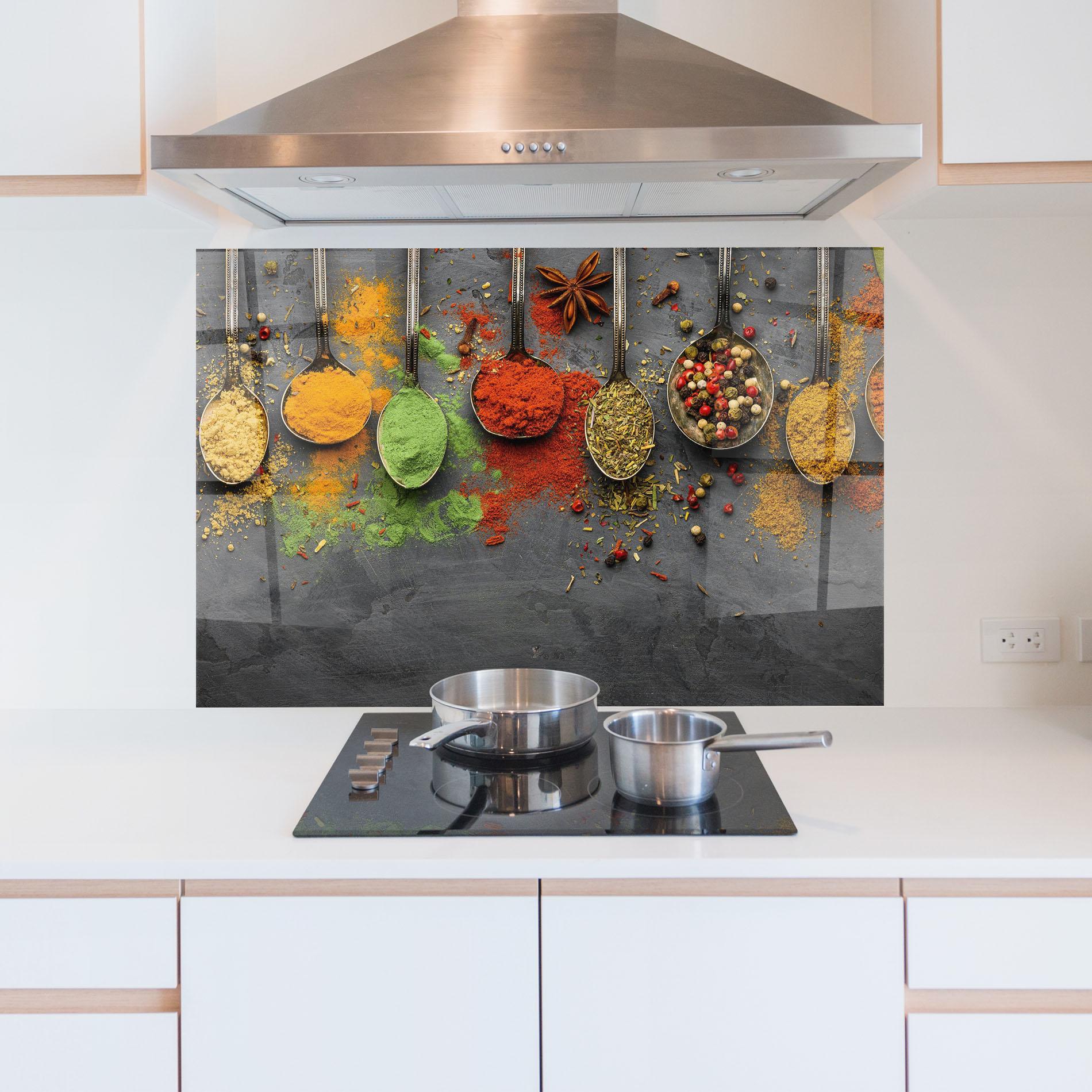 Konyhai üveg hátfal Various Seasonings mockup 5