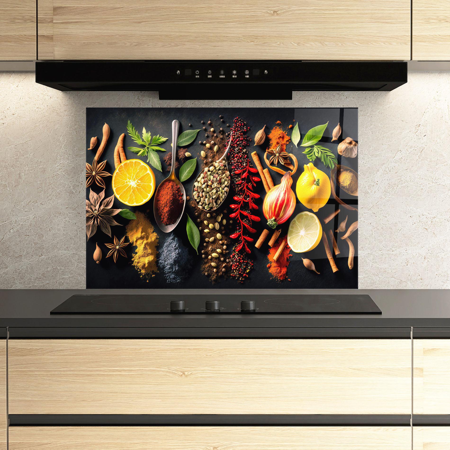 Konyhai üveg hátfal Closeup Pices mockup 3