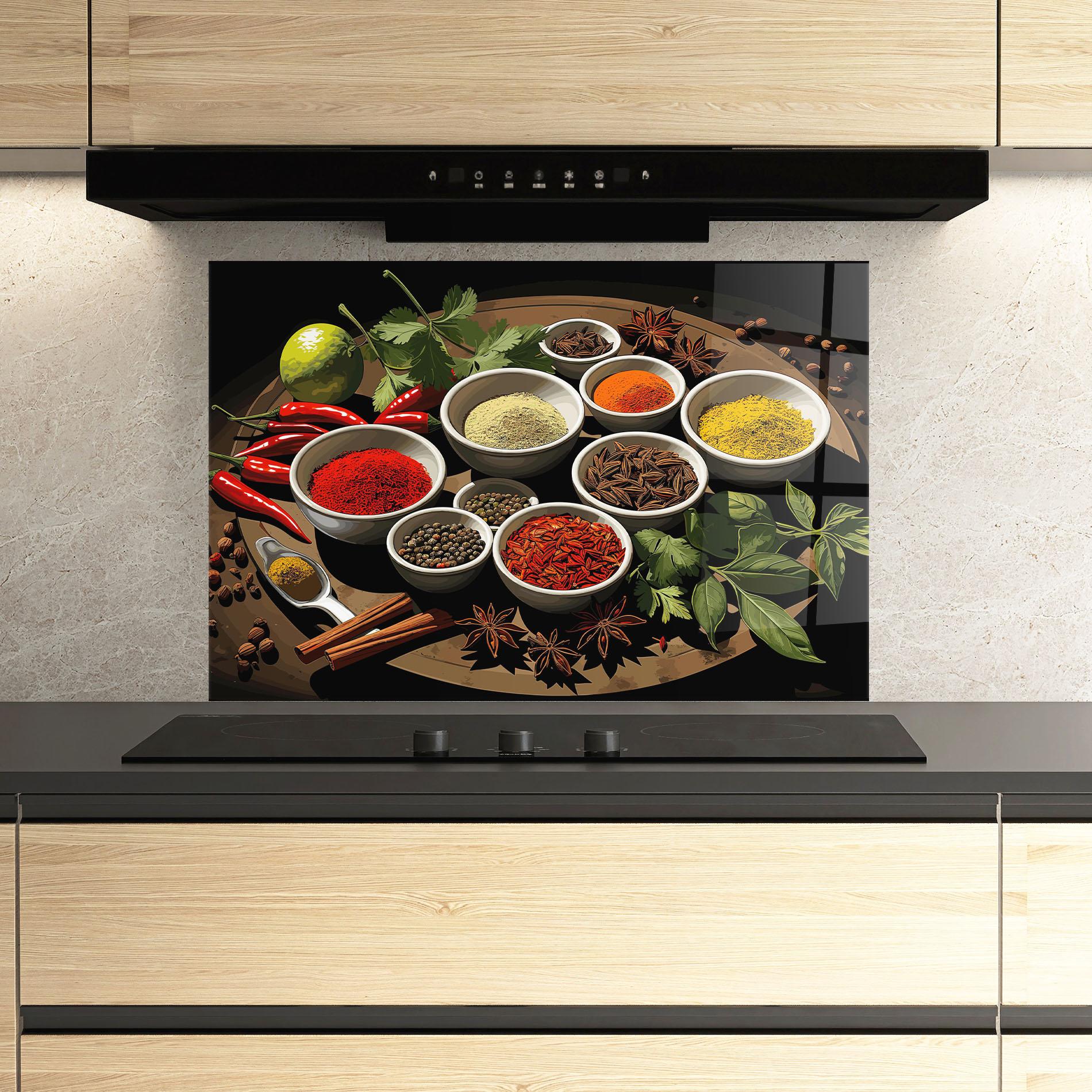 Konyhai üveg hátfal Colorful Seasonings mockup 3