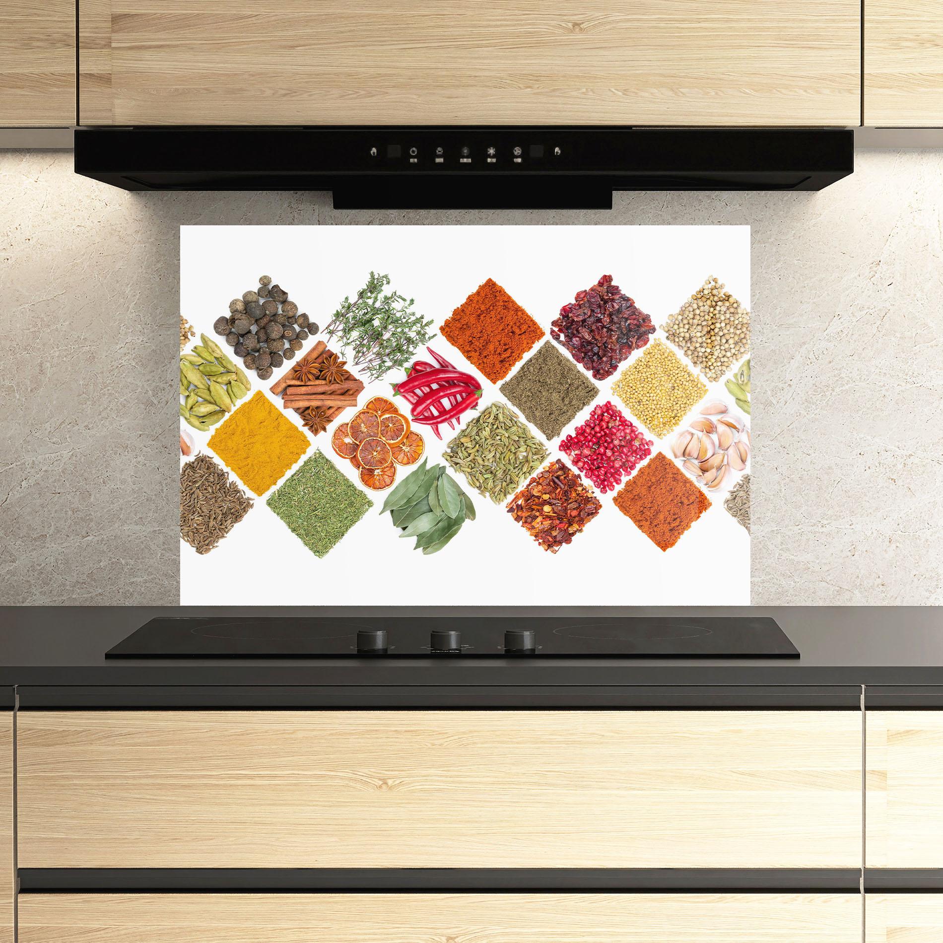 Konyhai üveg hátfal Horizontal Pattern Spices mockup 3