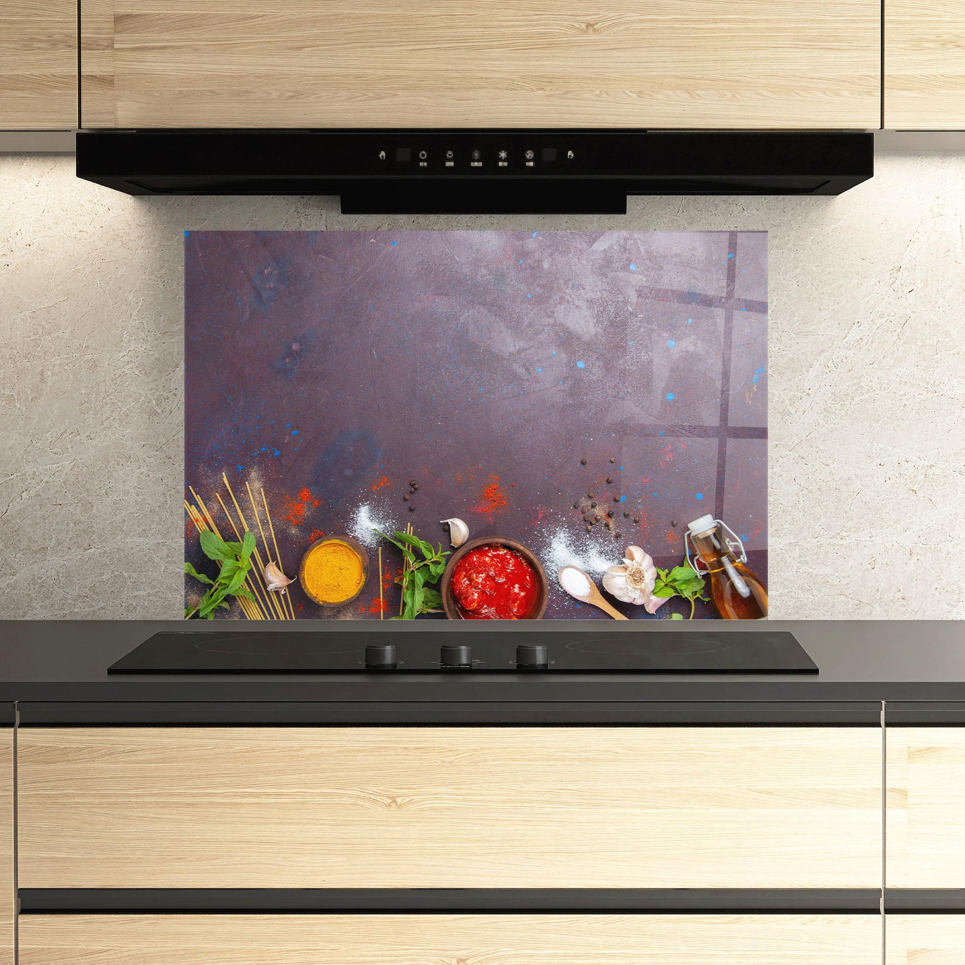 Konyhai üveg hátfal Tomato Sauce mockup 3