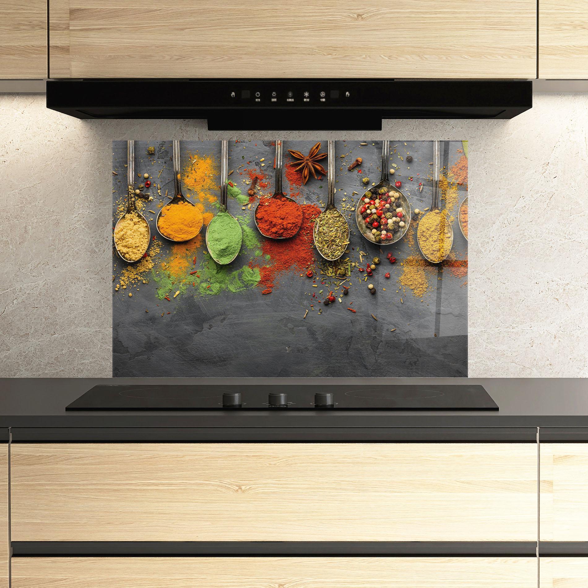 Konyhai üveg hátfal Various Seasonings mockup 3