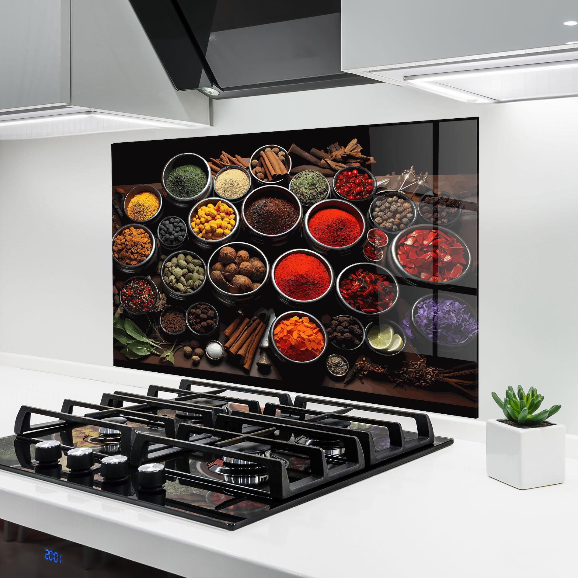 Konyhai üveg hátfal Colorful Herbs Art mockup 6