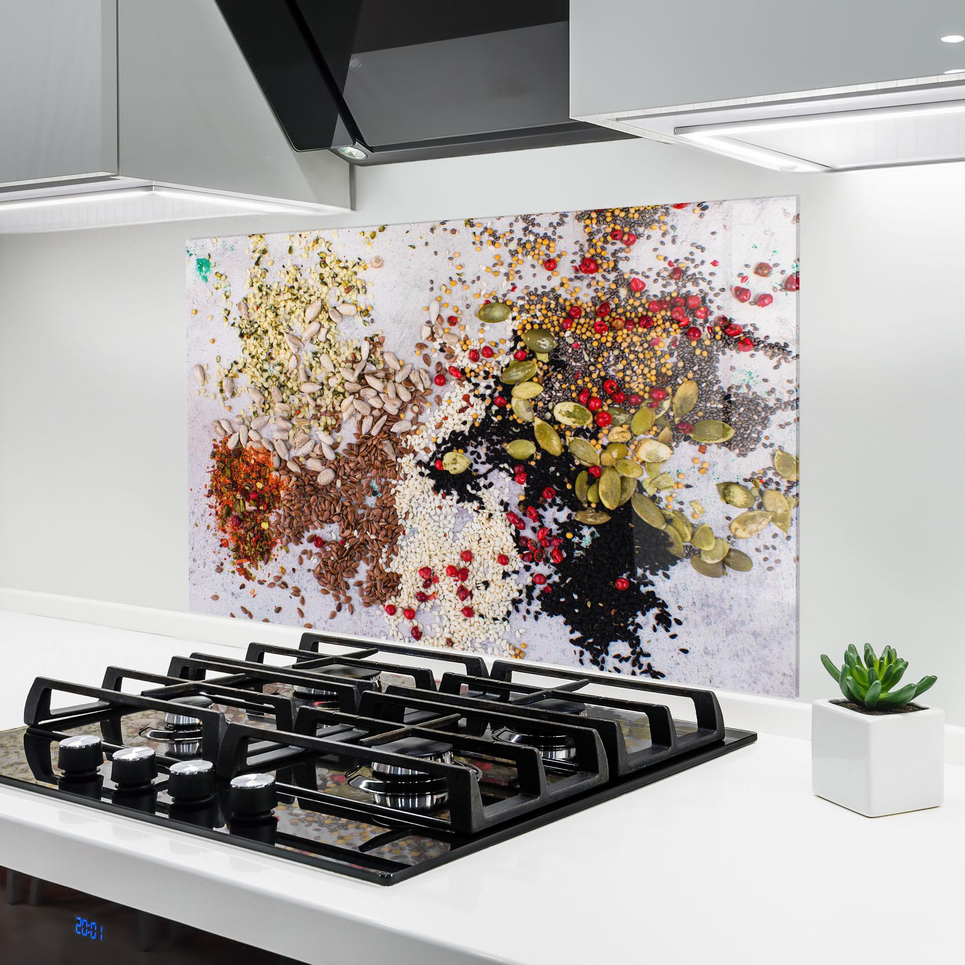 Konyhai üveg hátfal Different Seeds mockup 6