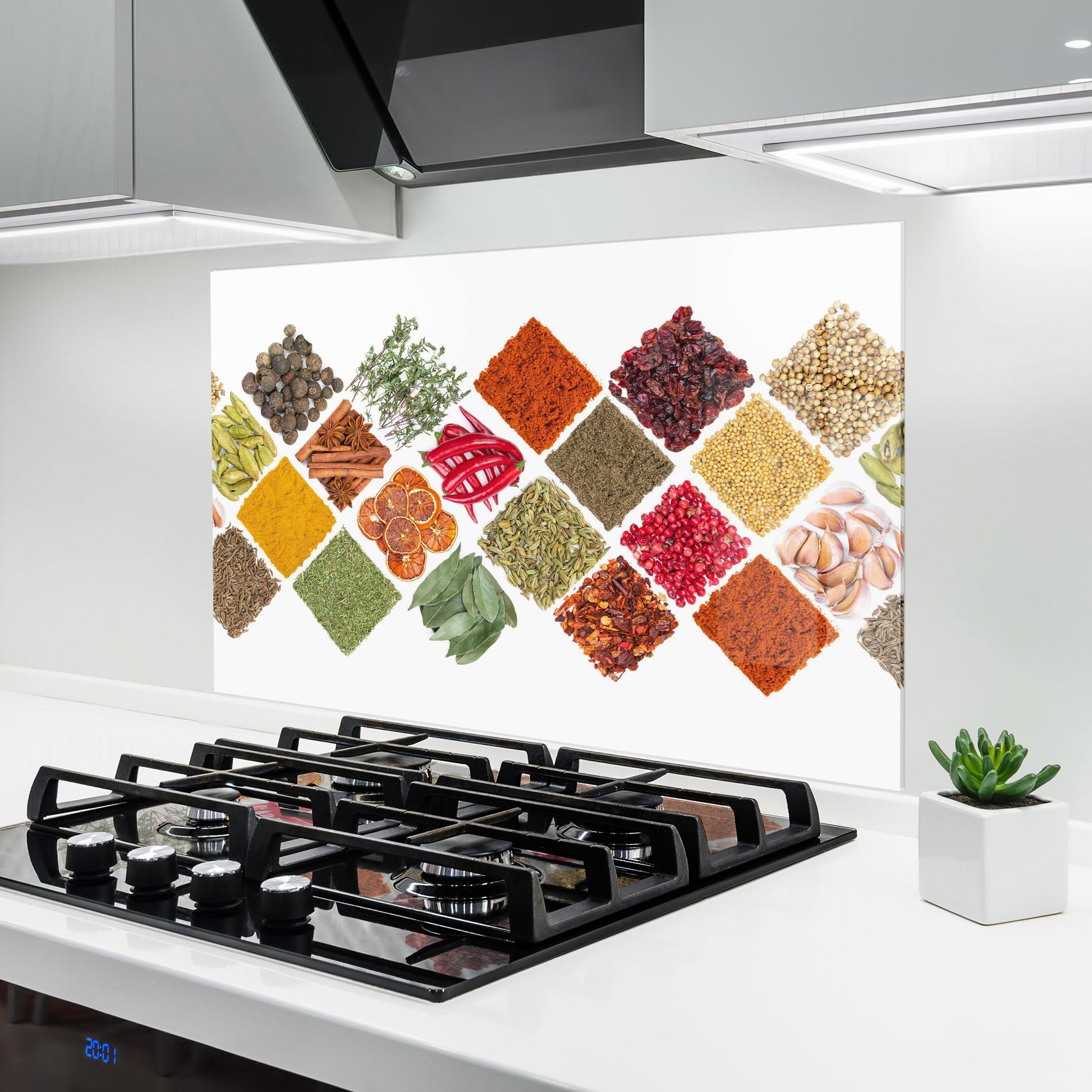 Konyhai üveg hátfal Horizontal Pattern Spices mockup 6