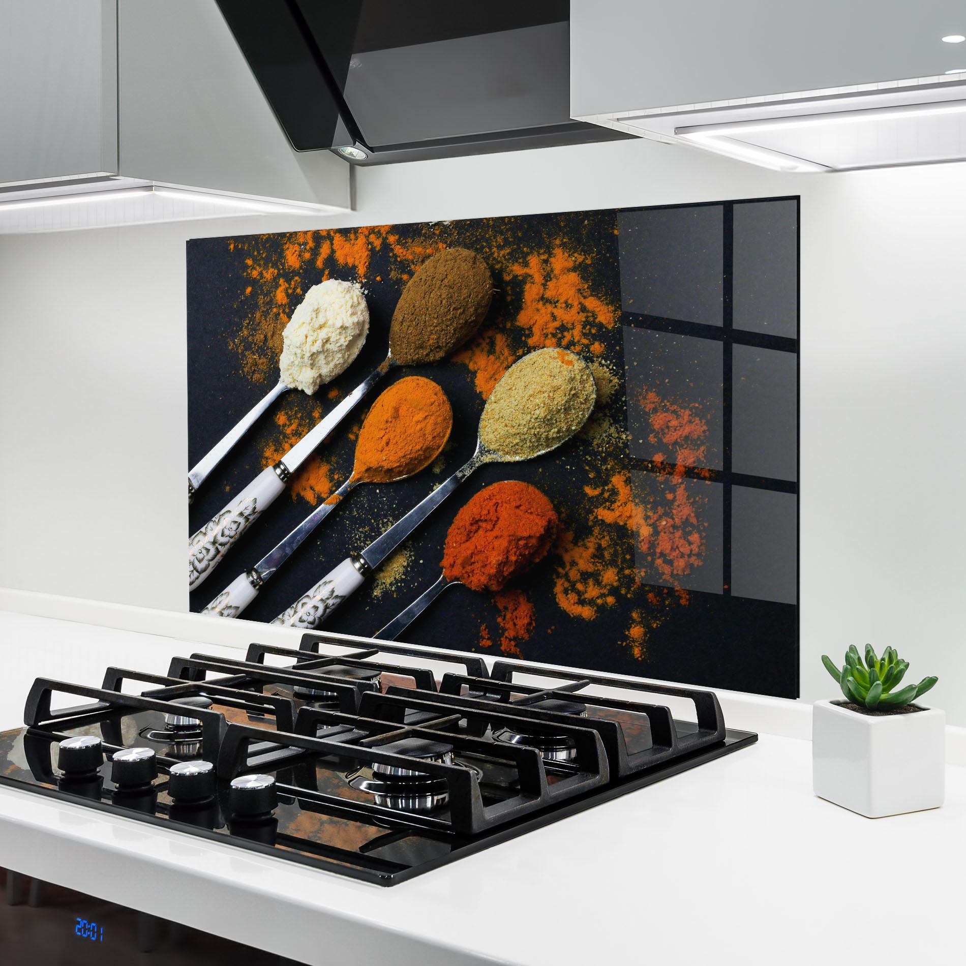 Konyhai üveg hátfal Spoons With Spices mockup 6