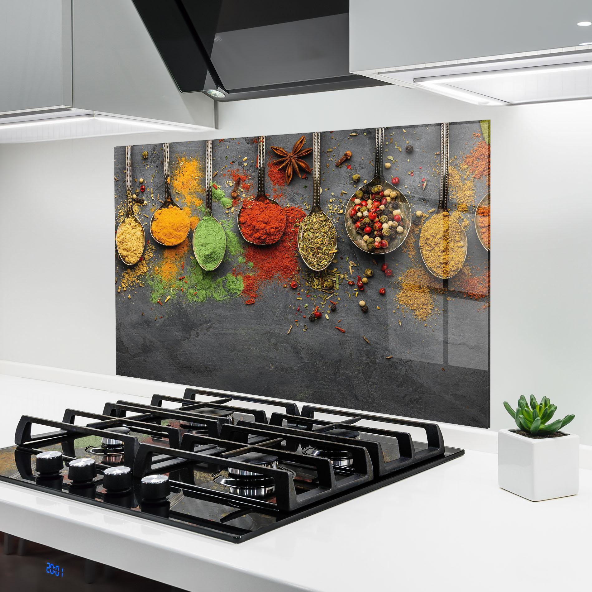 Konyhai üveg hátfal Various Seasonings mockup 6