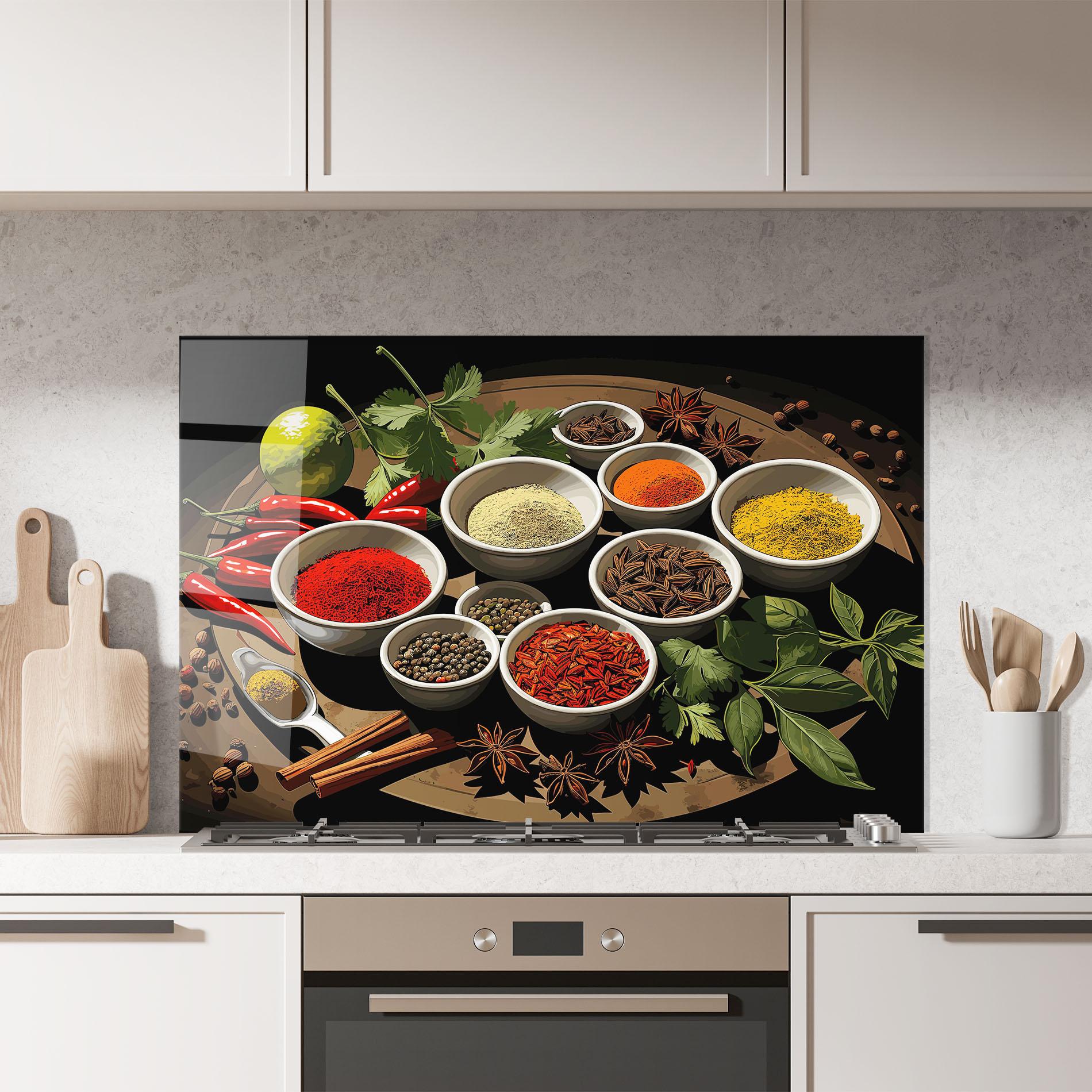 Konyhai üveg hátfal Colorful Seasonings mockup 7