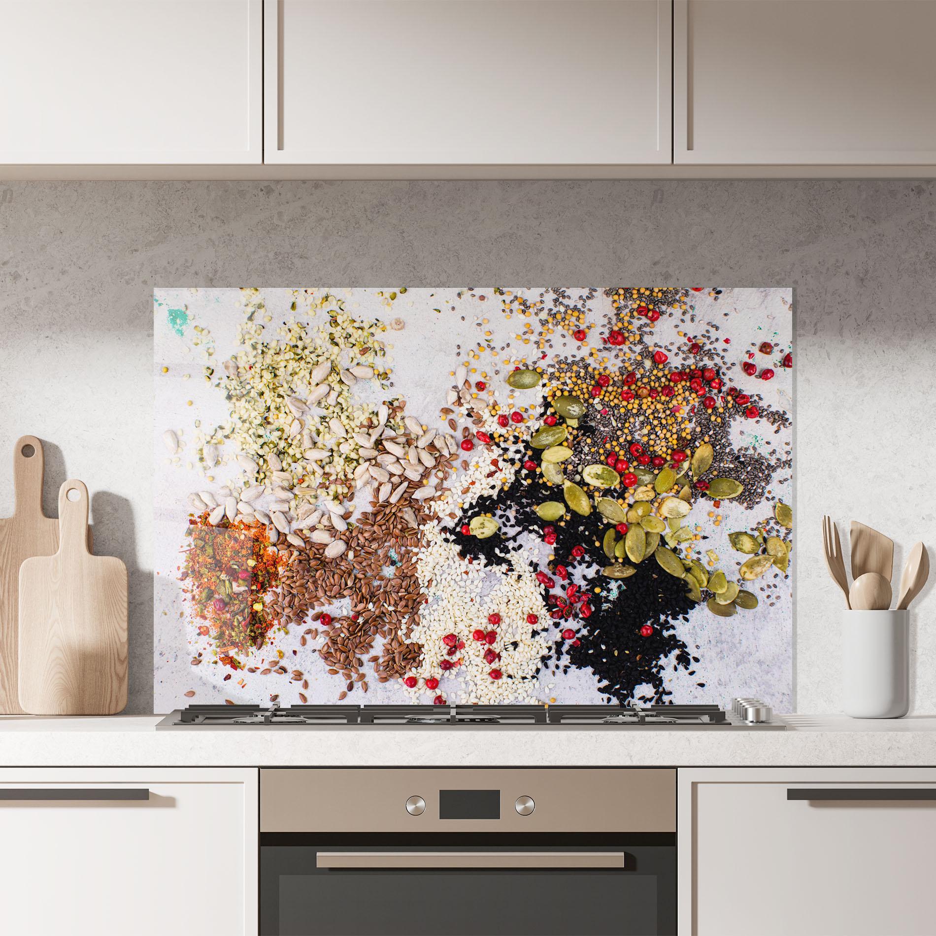 Konyhai üveg hátfal Different Seeds mockup 7