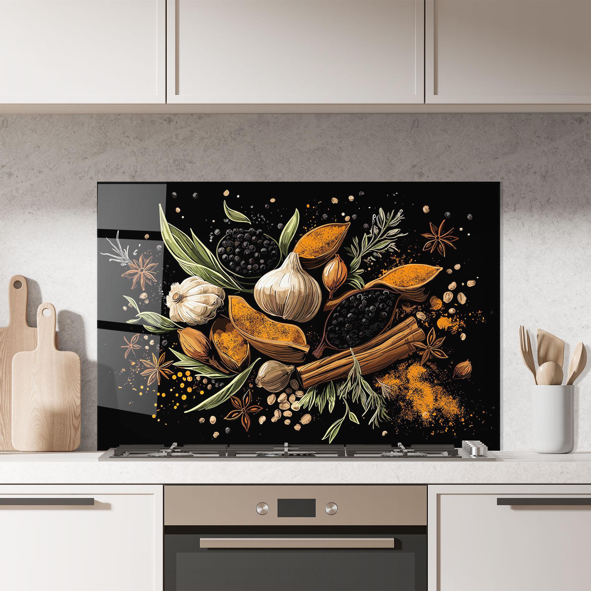 Konyhai üveg hátfal Garlic And Spices mockup 7