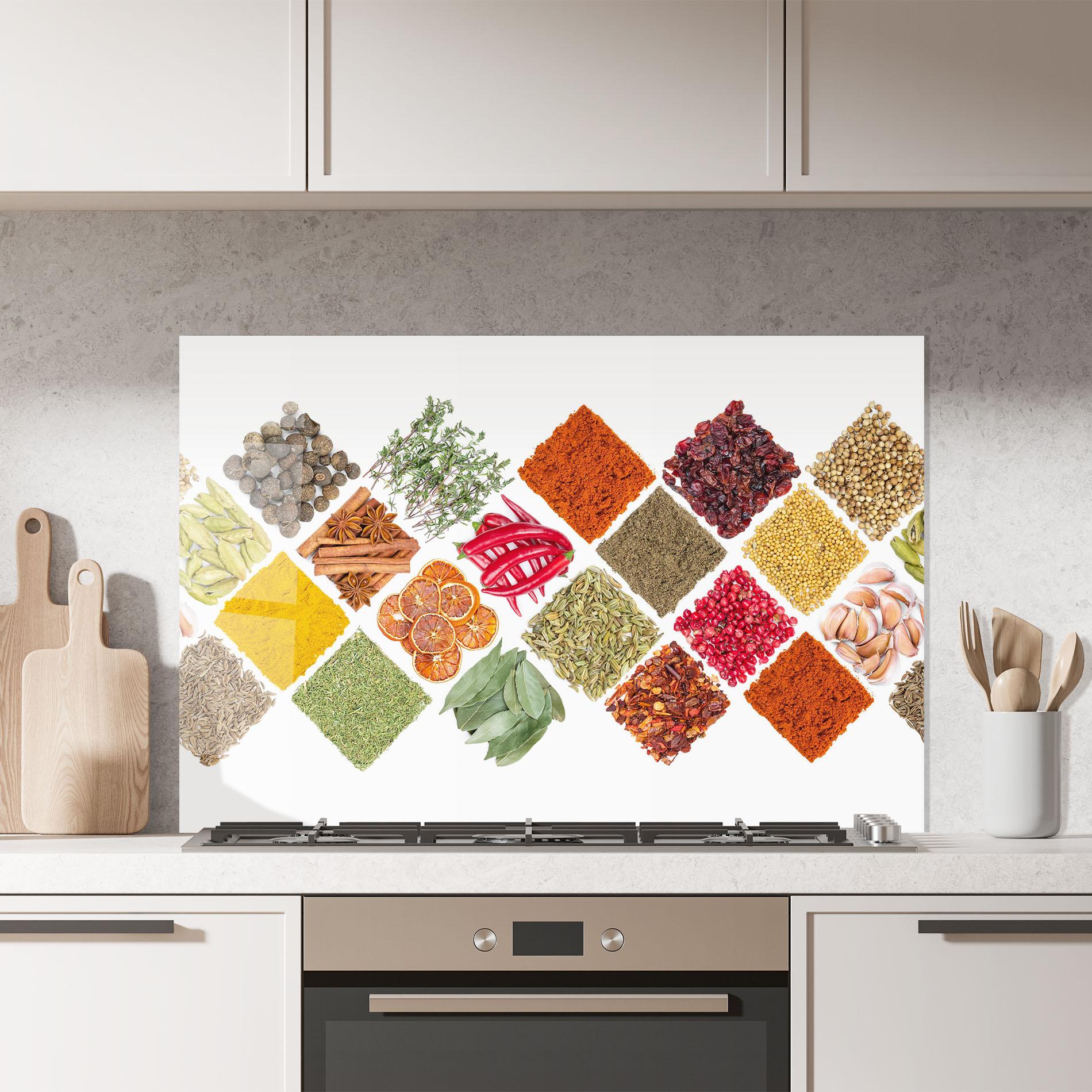 Konyhai üveg hátfal Horizontal Pattern Spices mockup 7