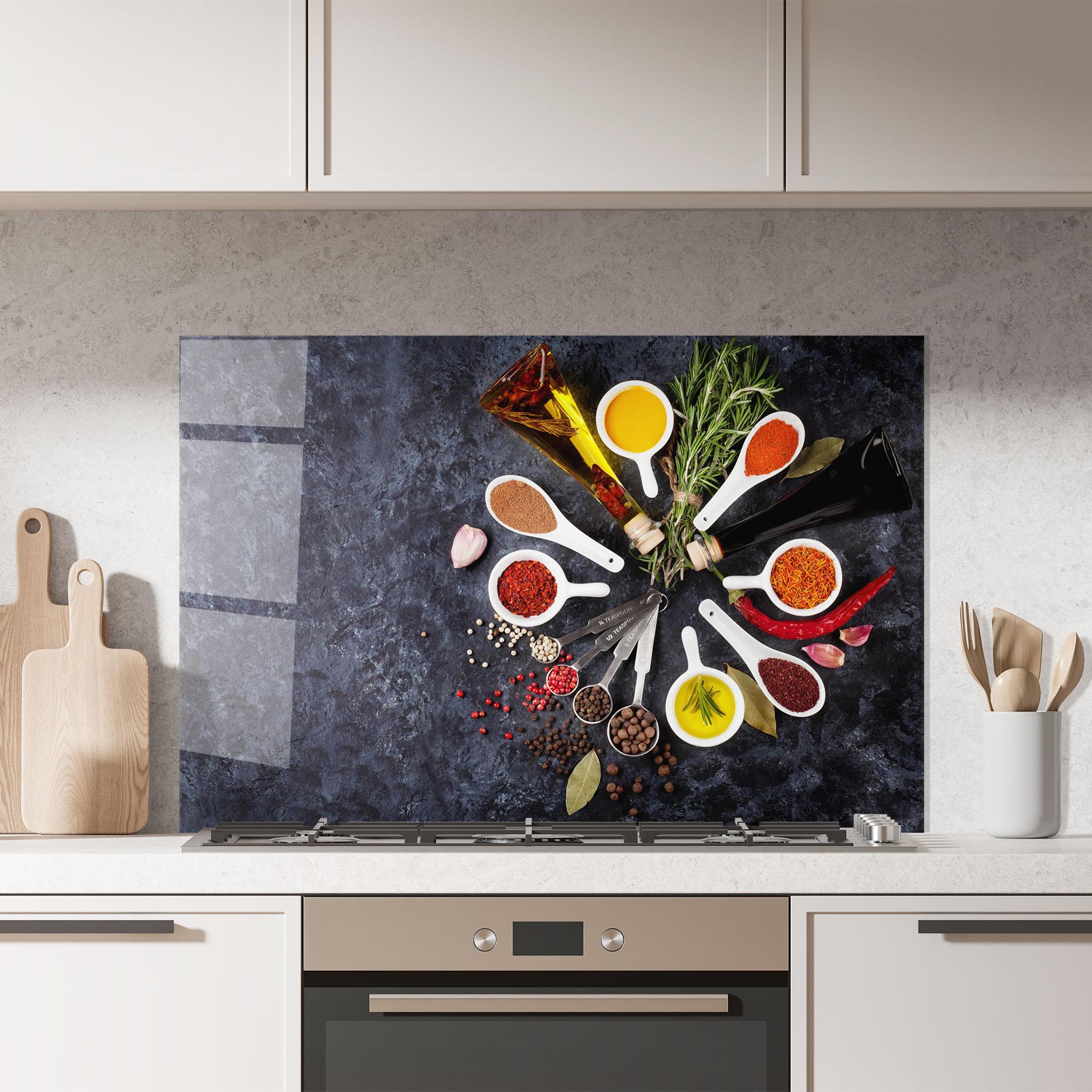 Konyhai üveg hátfal Spices mockup 7