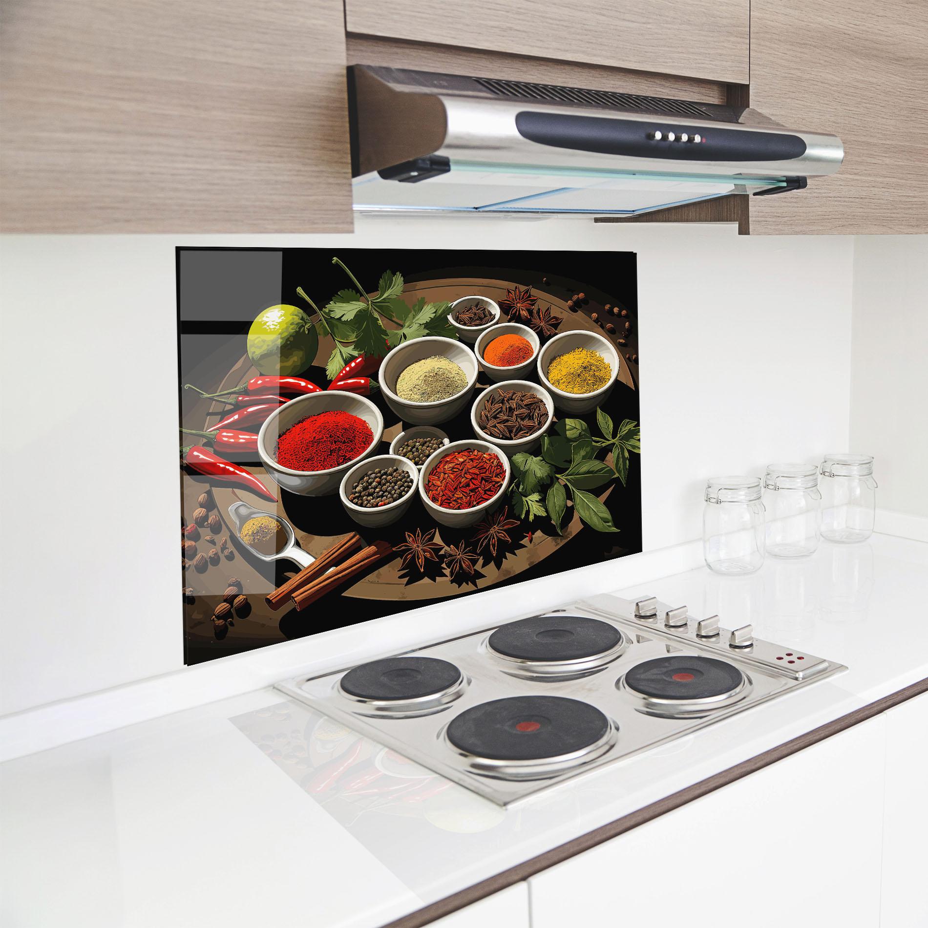 Konyhai üveg hátfal Colorful Seasonings mockup 8