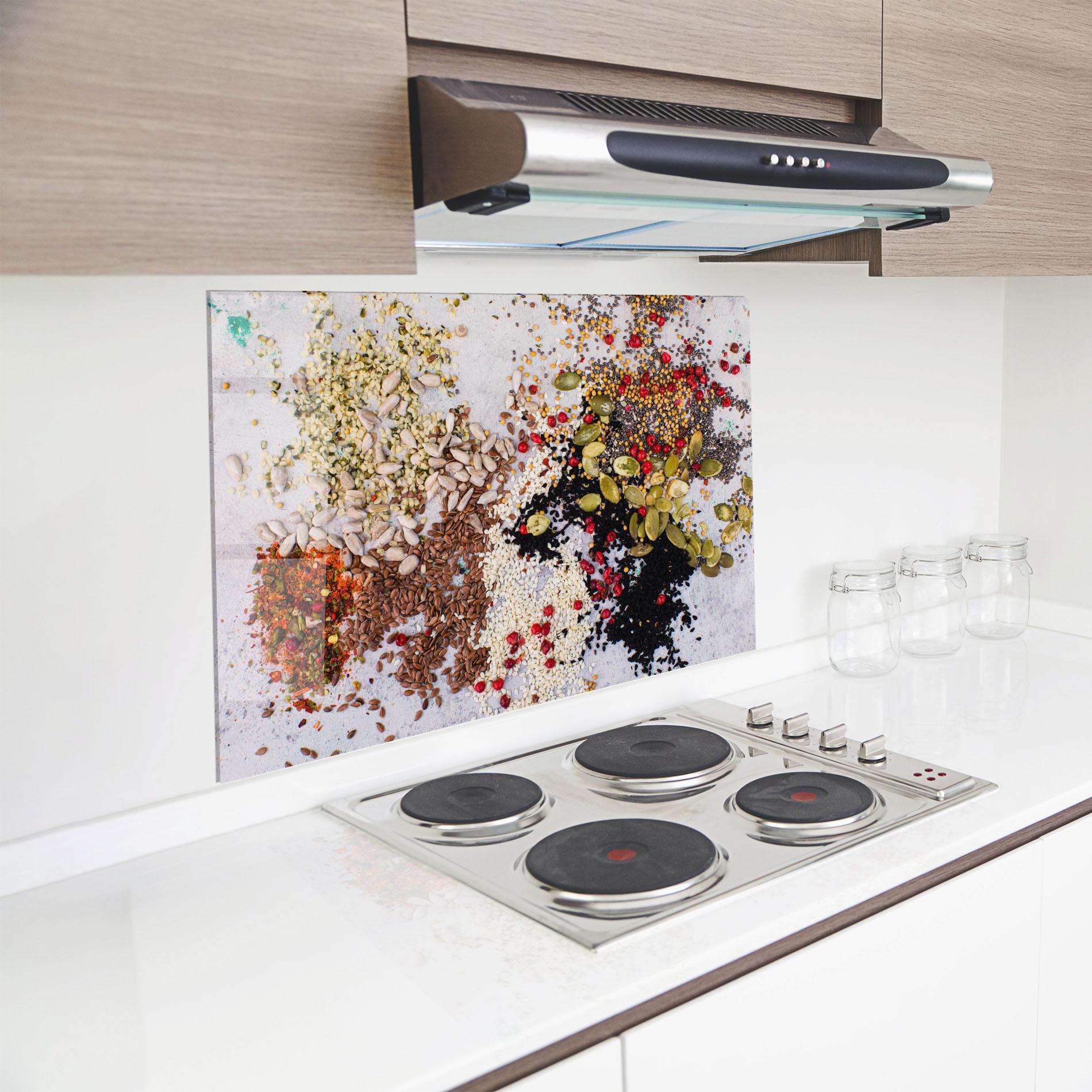 Konyhai üveg hátfal Different Seeds mockup 8
