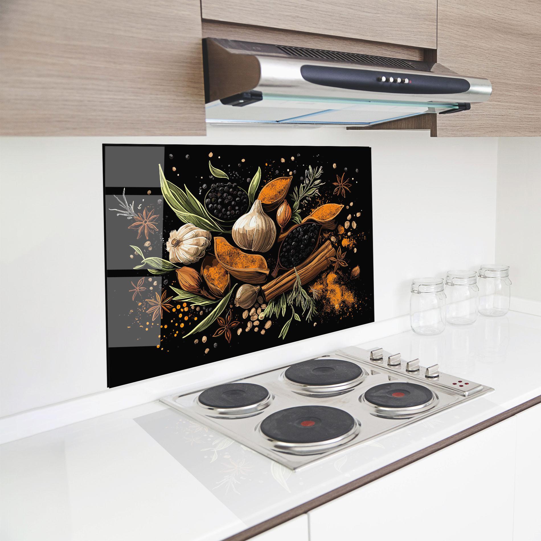 Konyhai üveg hátfal Garlic And Spices mockup 8
