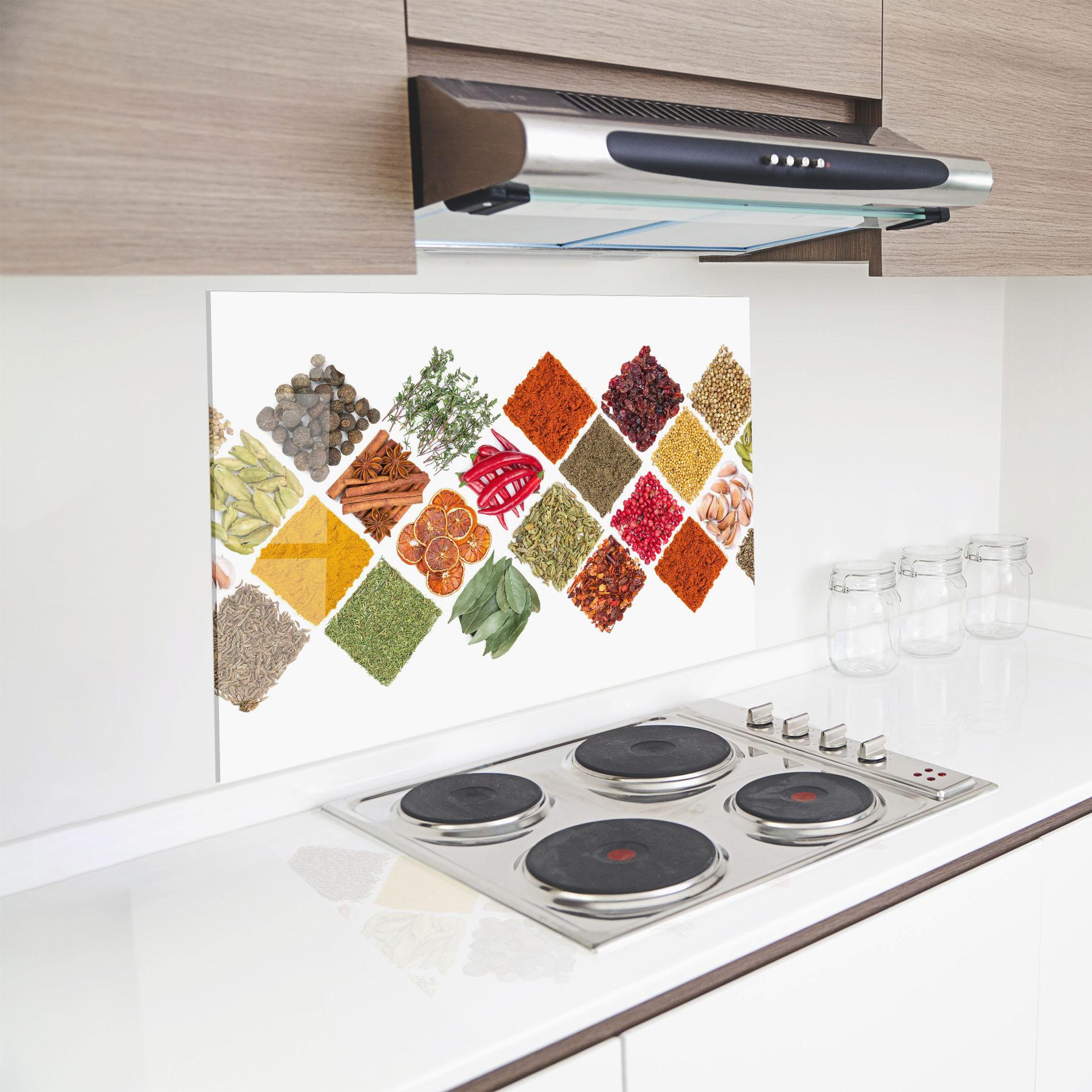 Konyhai üveg hátfal Horizontal Pattern Spices mockup 8