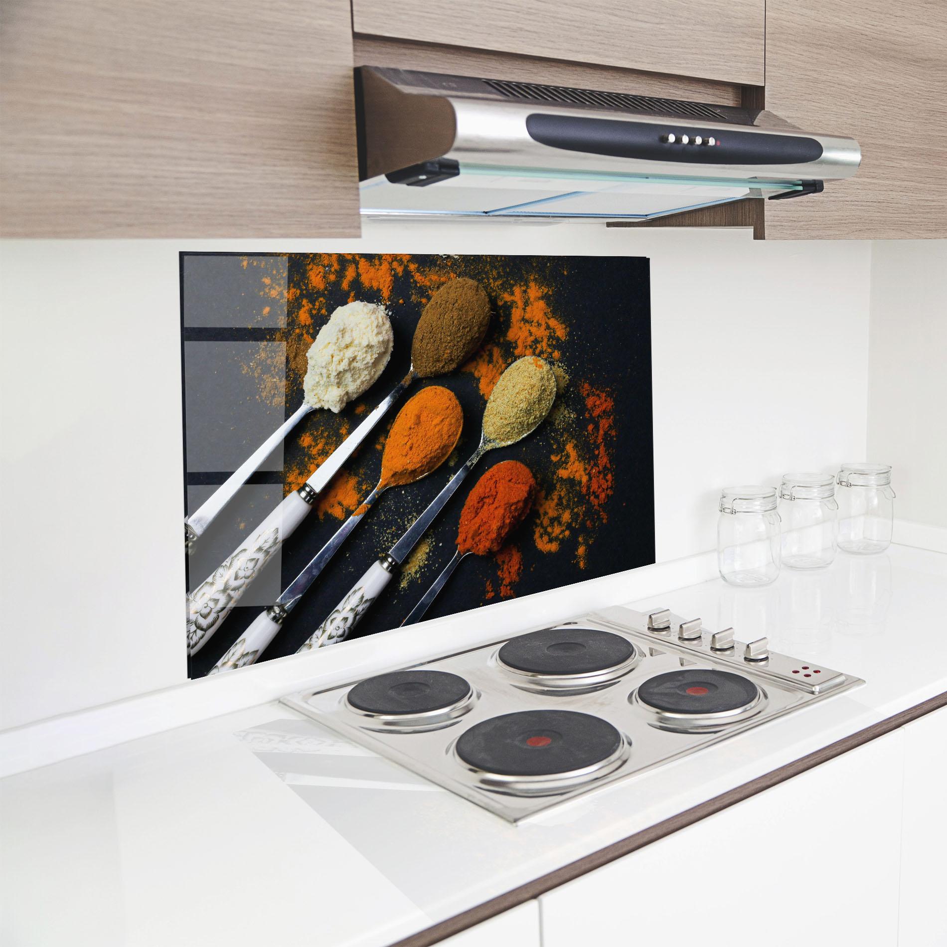 Konyhai üveg hátfal Spoons With Spices mockup 8