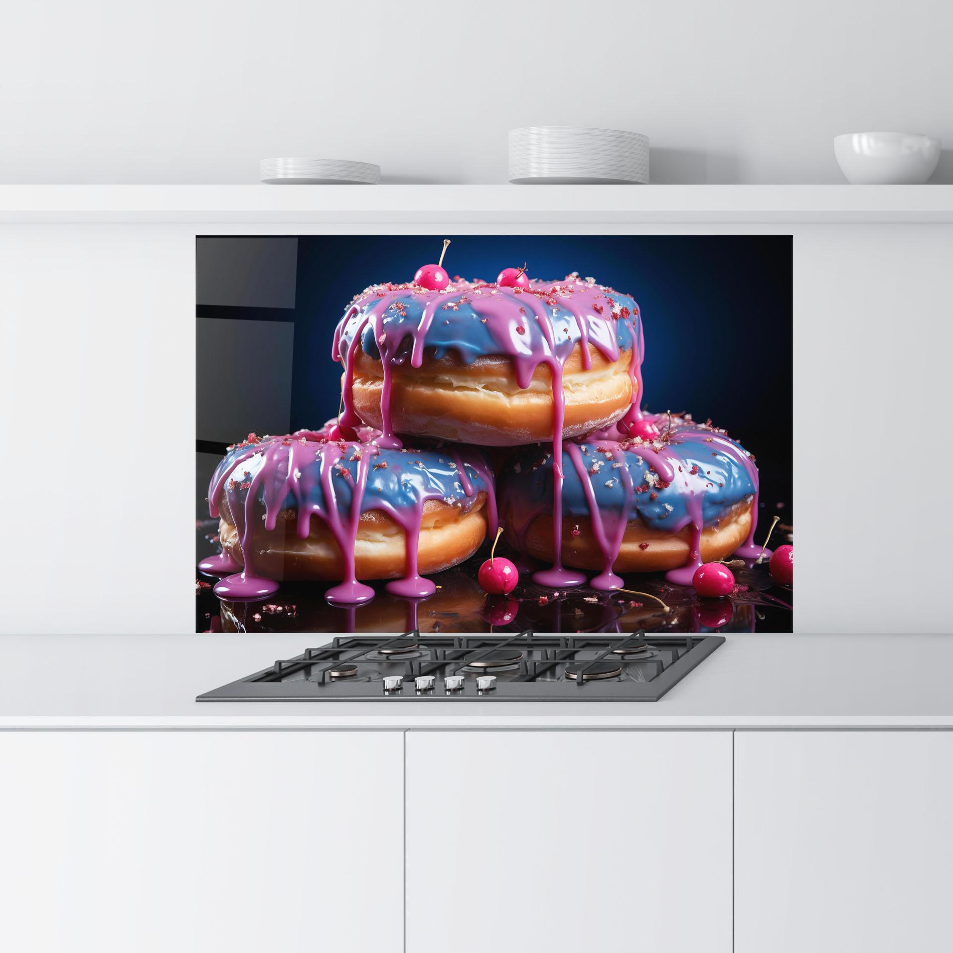 Konyhai üveg hátfal Blue Pink Donuts mockup 9