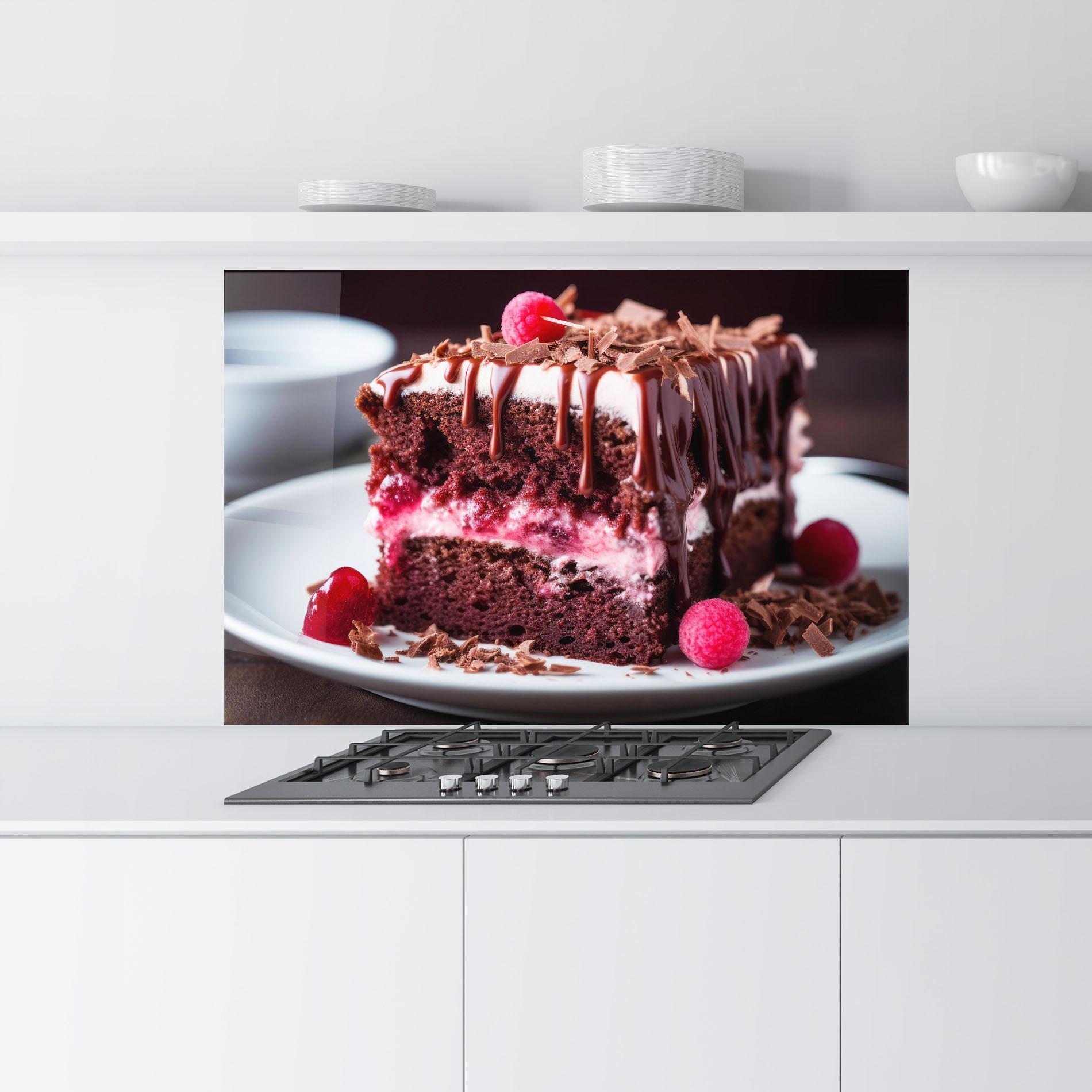 Konyhai üveg hátfal Brown Cake mockup 9