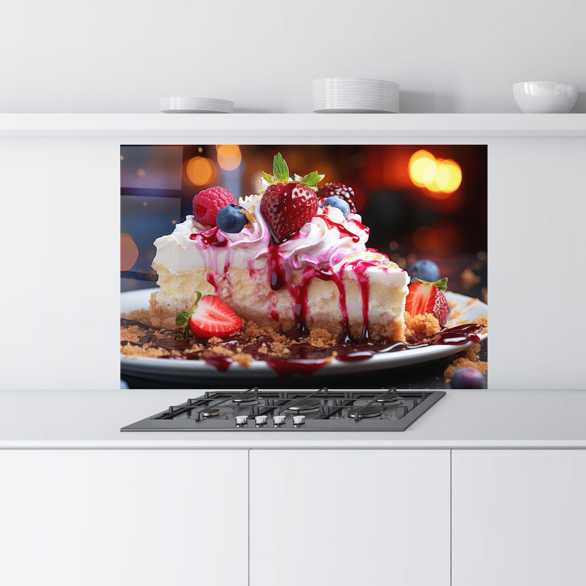 Konyhai üveg hátfal Cheesecake Berries mockup 9