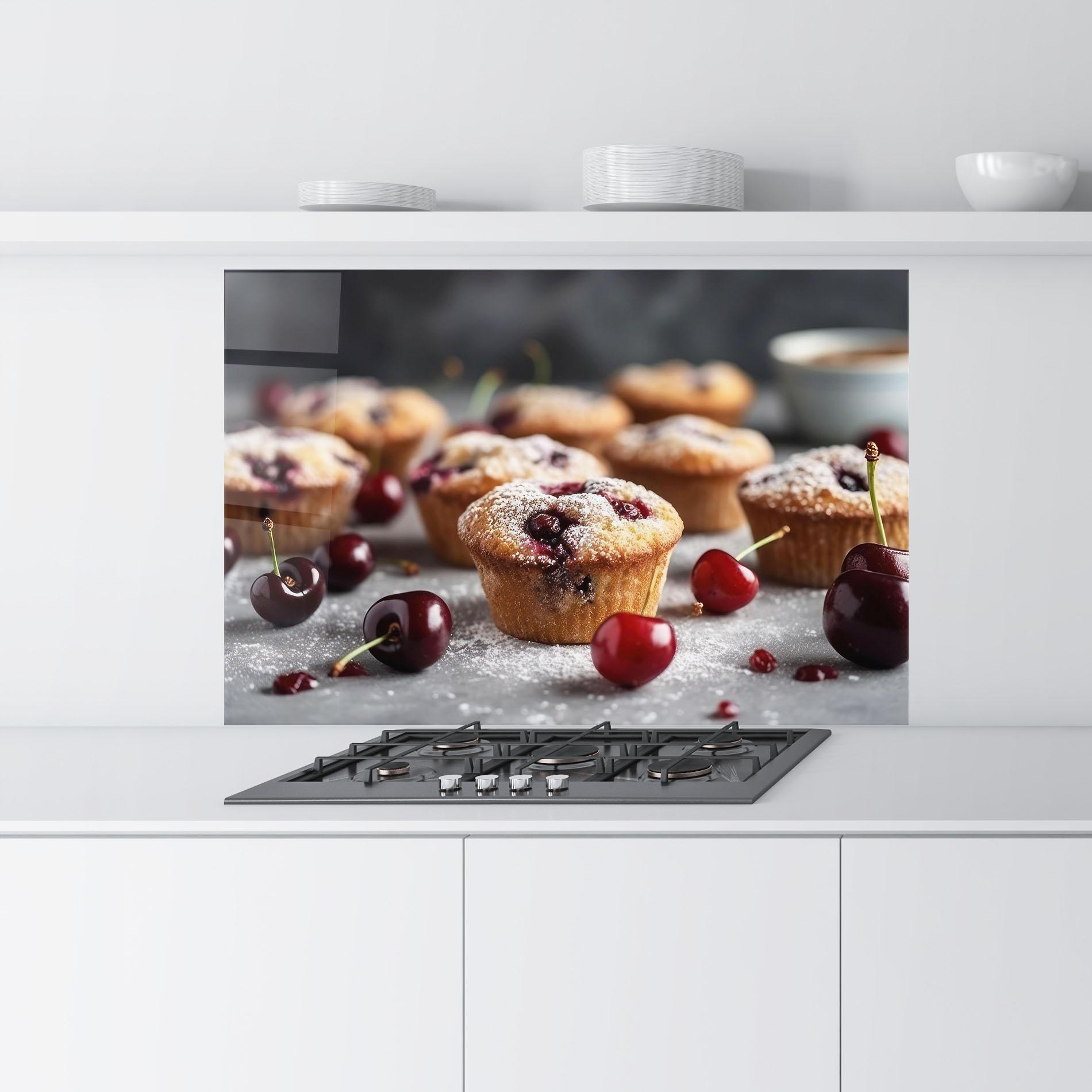 Konyhai üveg hátfal Cherries Muffins mockup 9