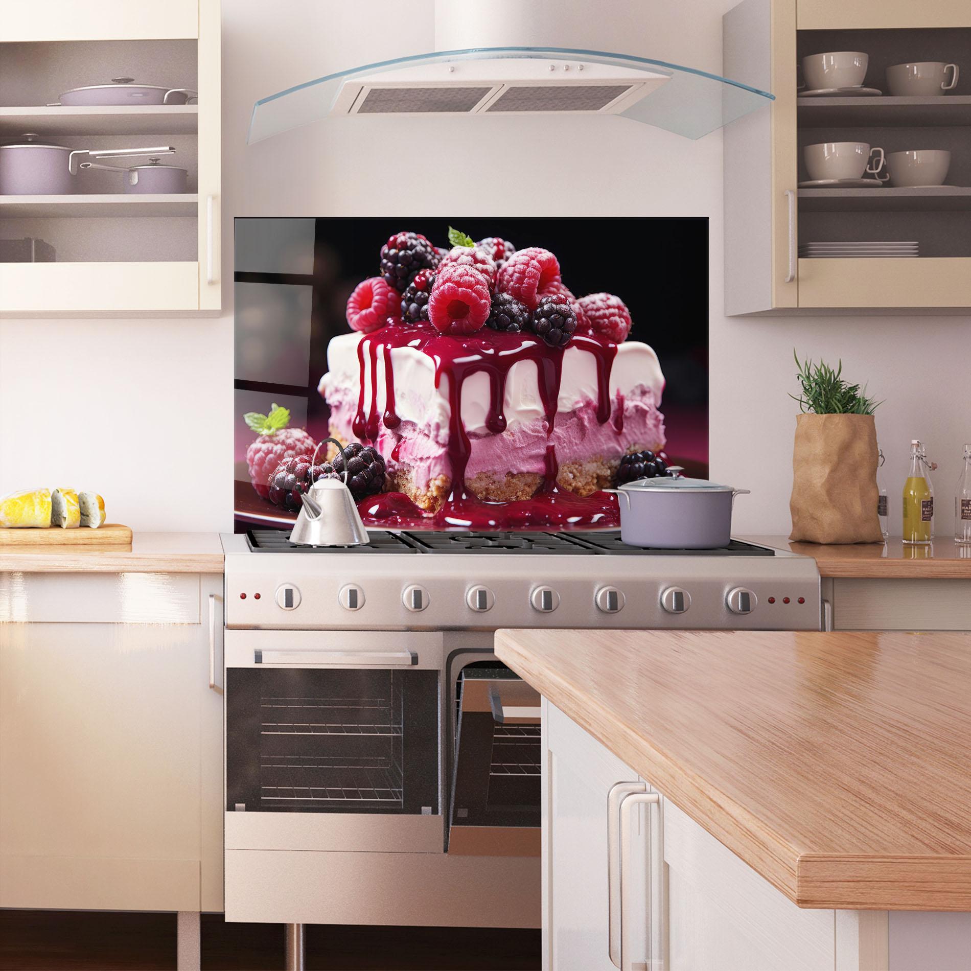 Konyhai üveg hátfal Berries Cream mockup 1