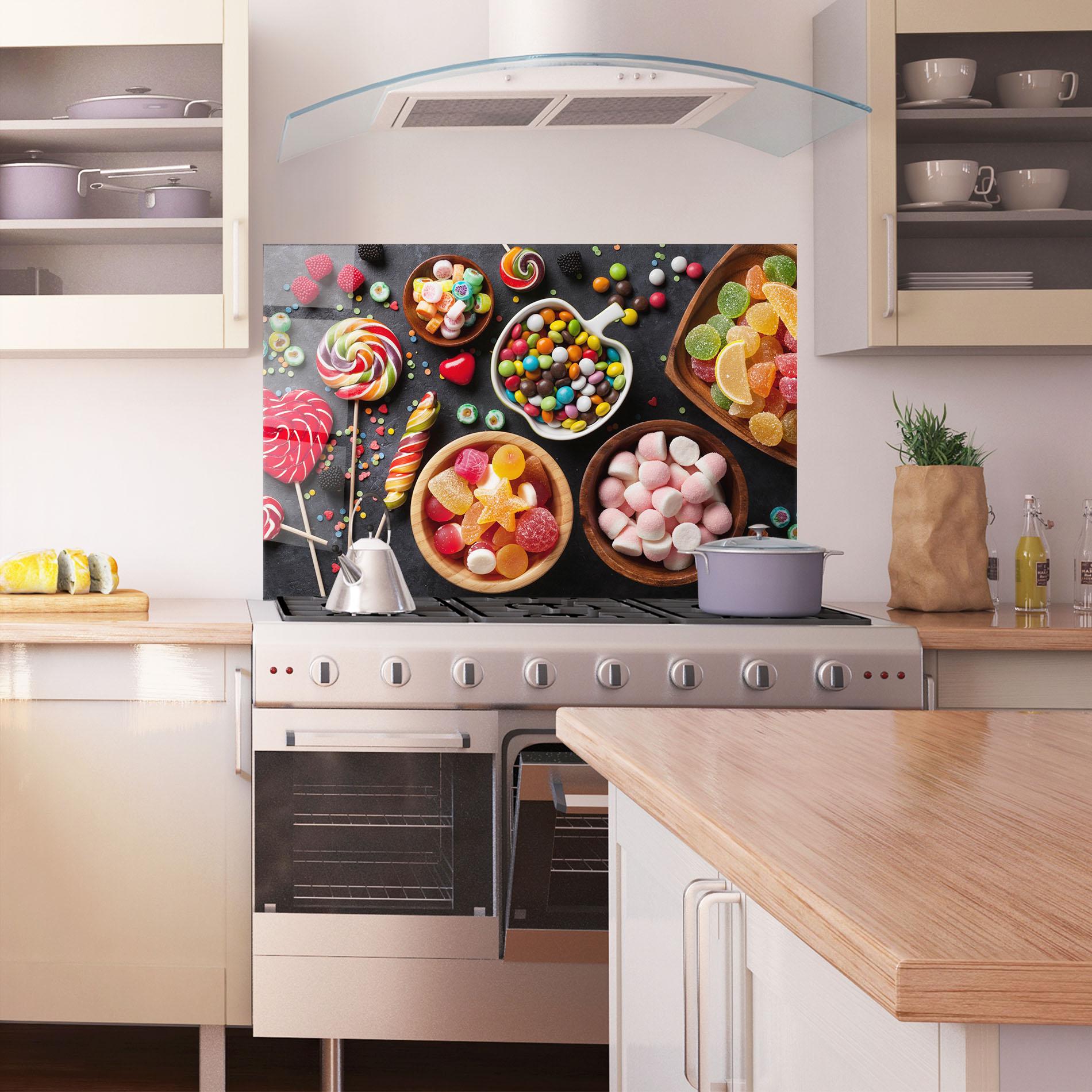Konyhai üveg hátfal Colorful Candies mockup 1