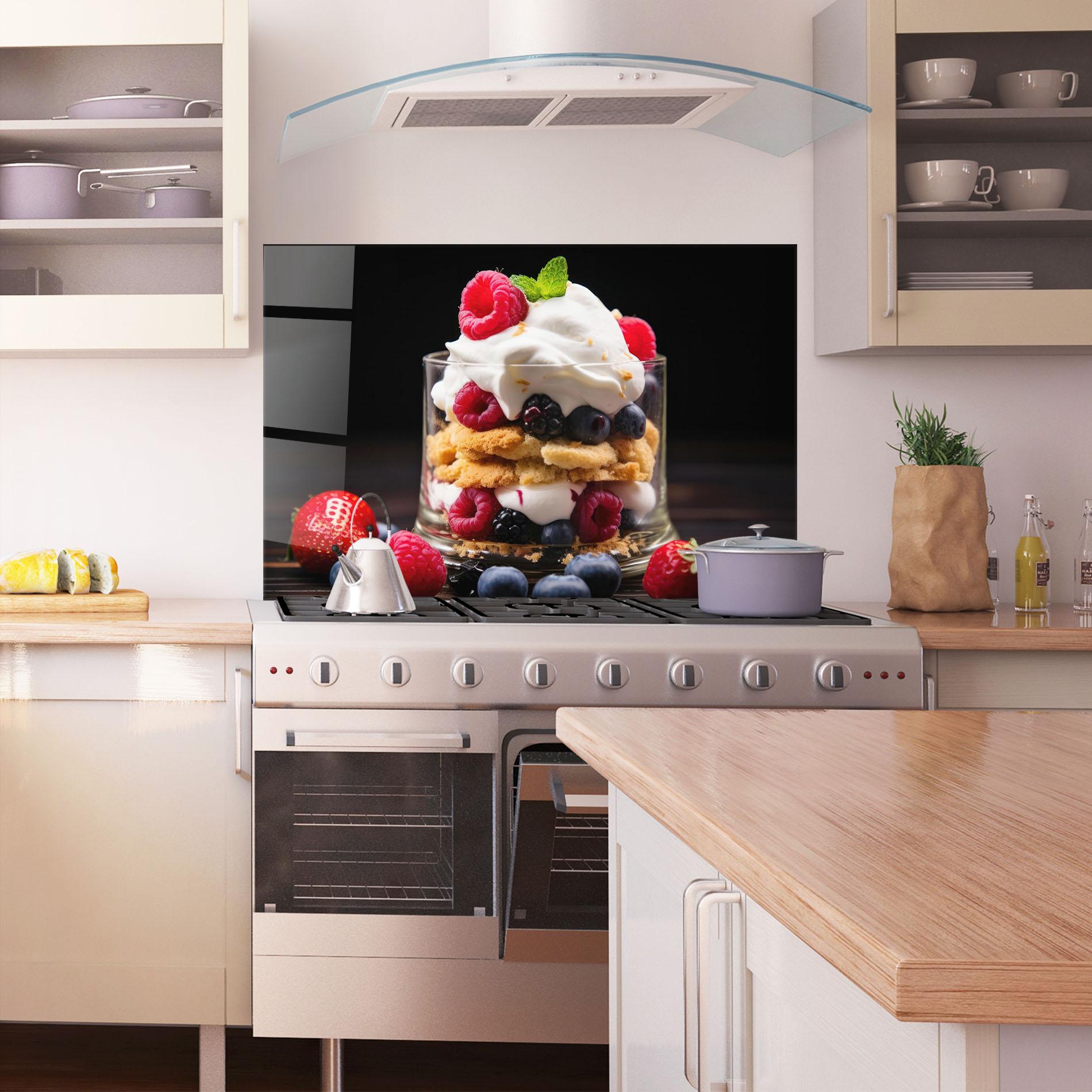 Konyhai üveg hátfal Cup Fruit Dessert mockup 1