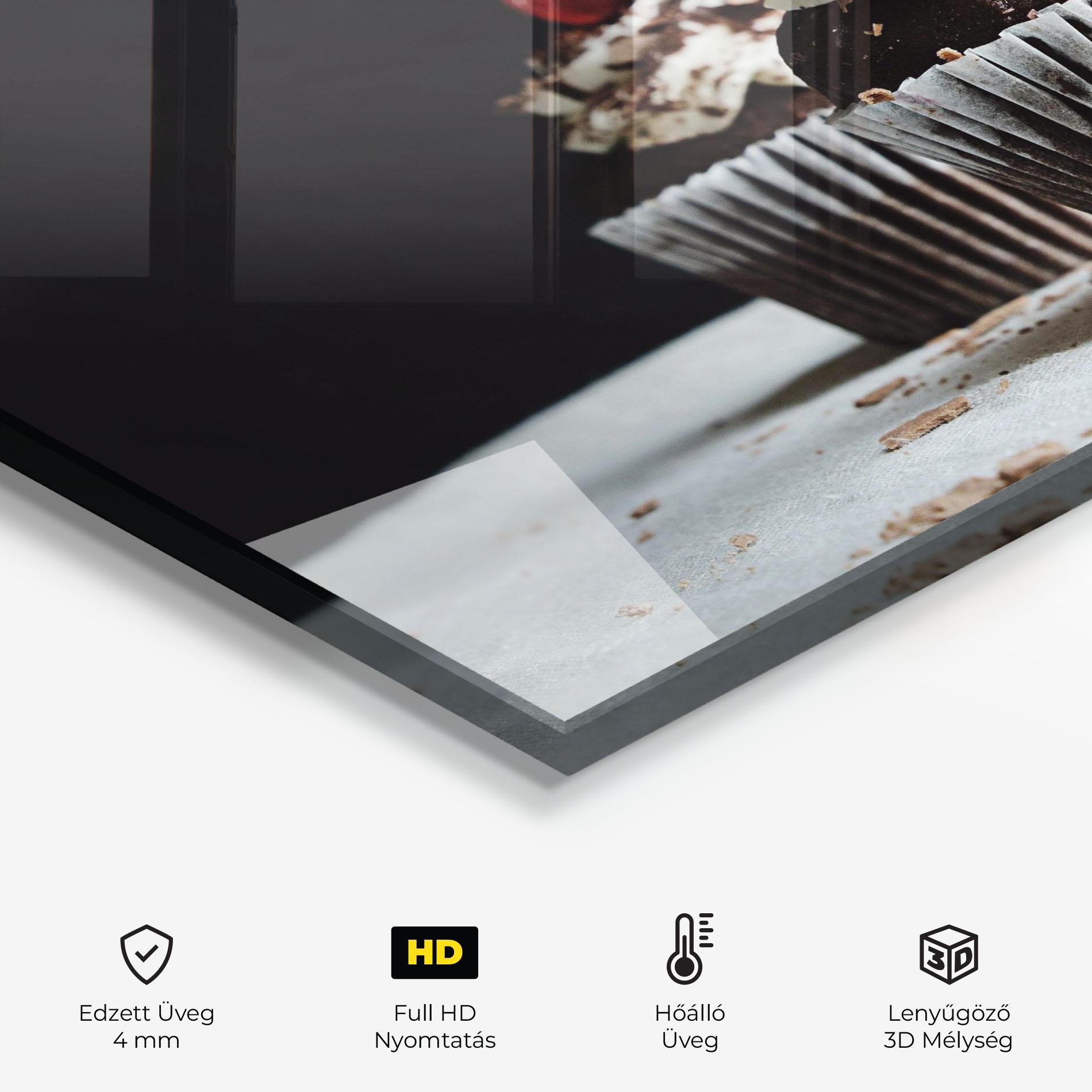 Konyhai üveg hátfal Brown Muffins mockup 2