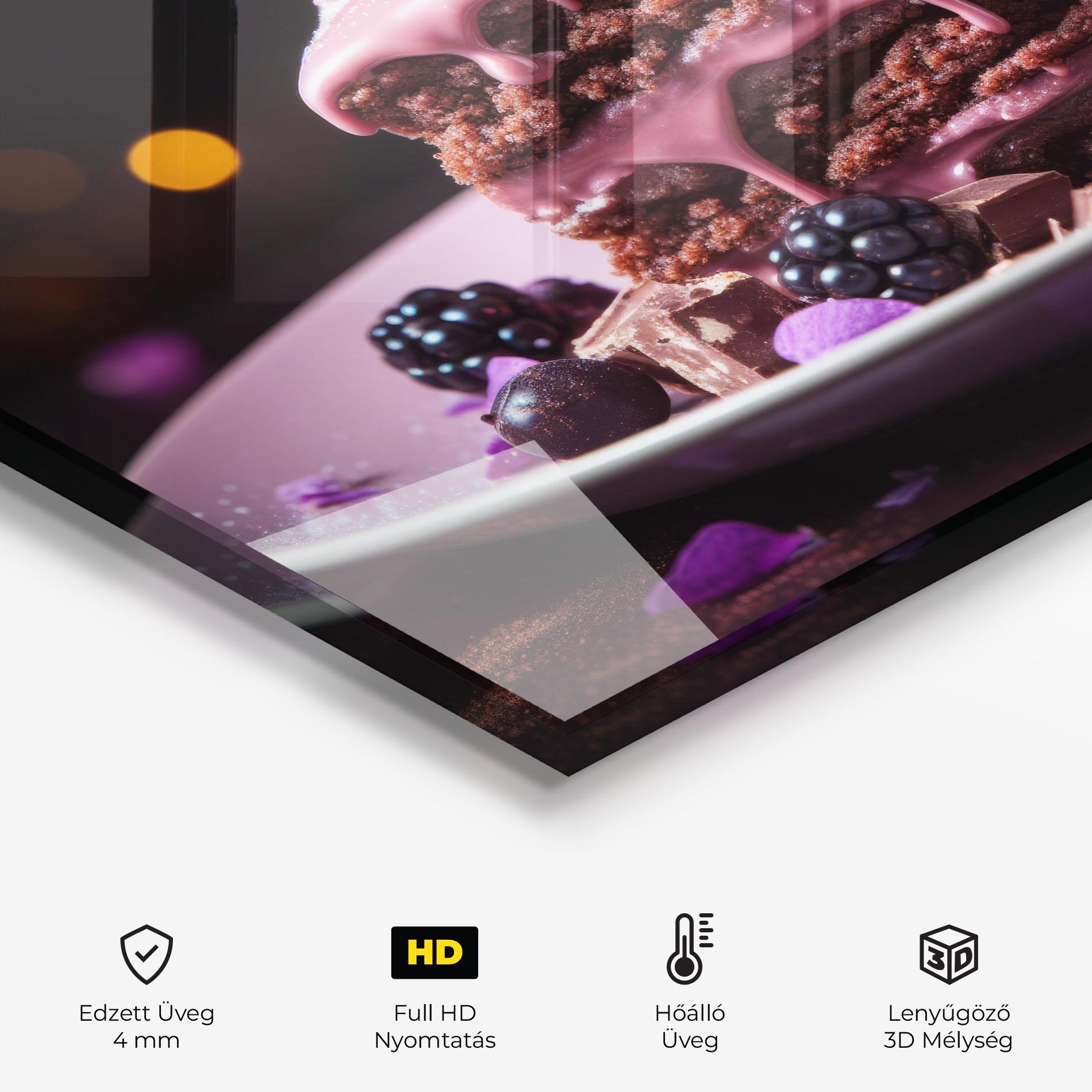 Konyhai üveg hátfal Chocolate Berries mockup 2