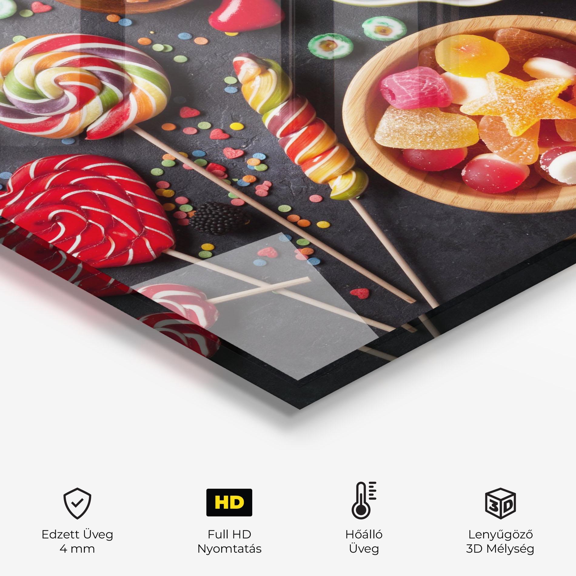 Konyhai üveg hátfal Colorful Candies mockup 2