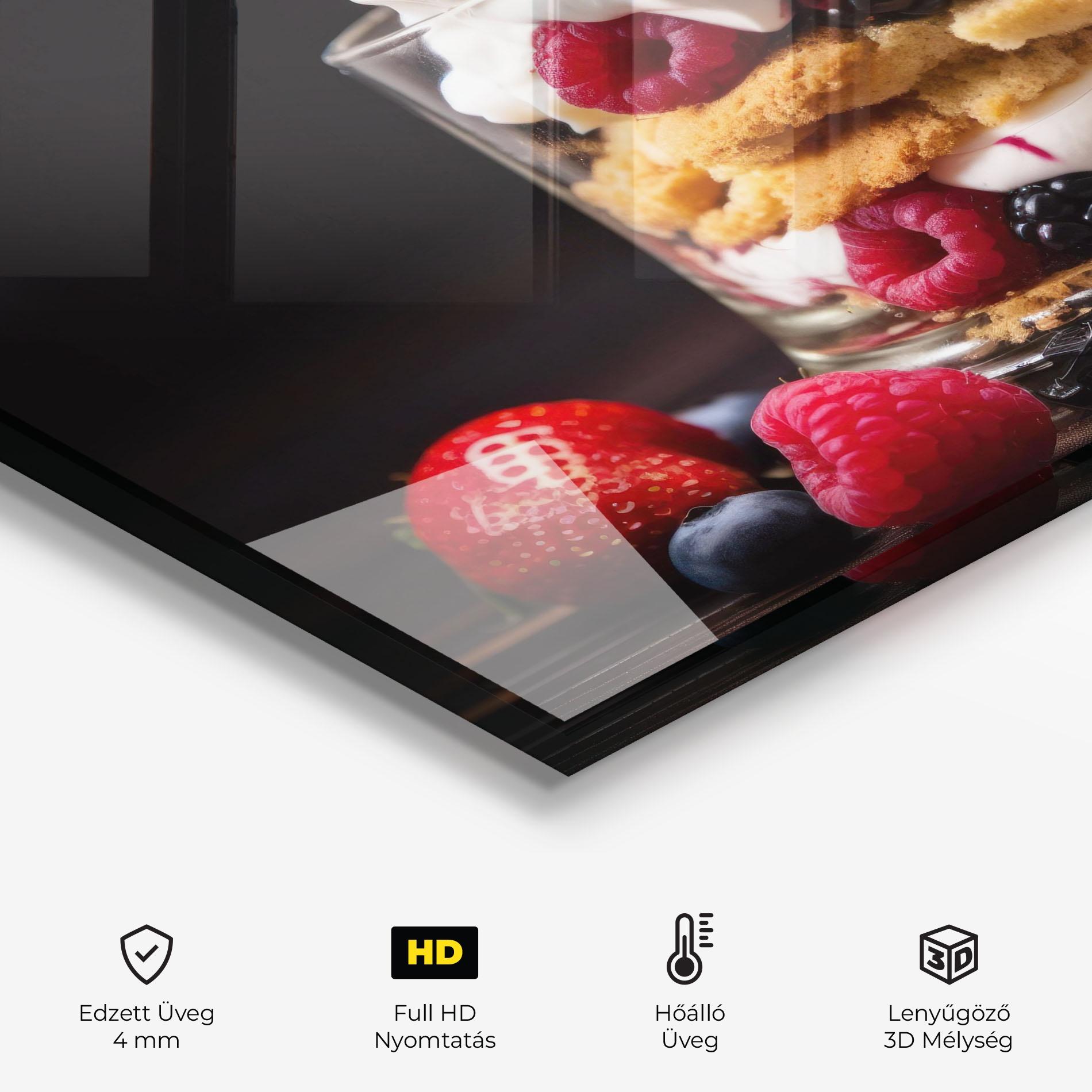 Konyhai üveg hátfal Cup Fruit Dessert mockup 2
