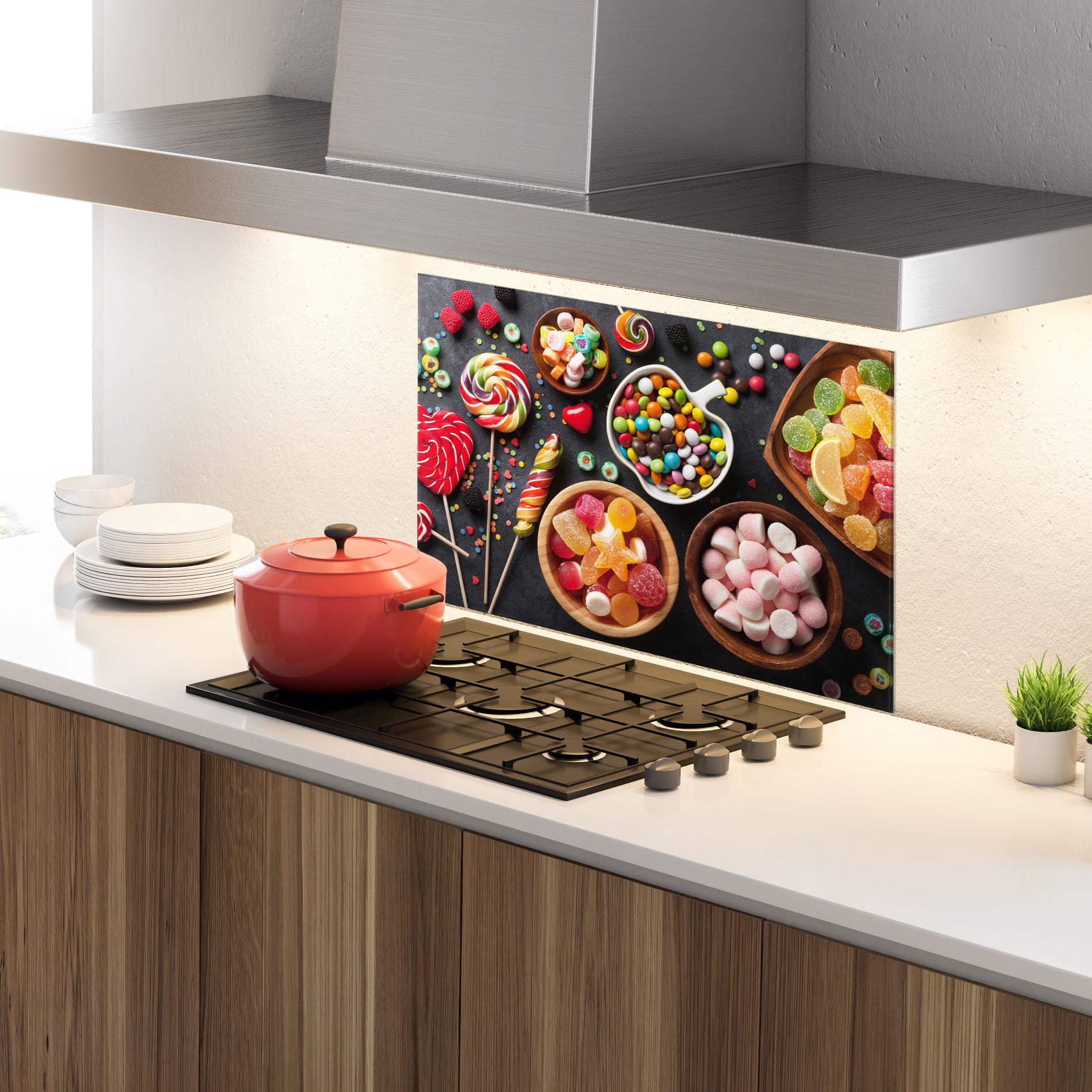 Konyhai üveg hátfal Colorful Candies mockup 4