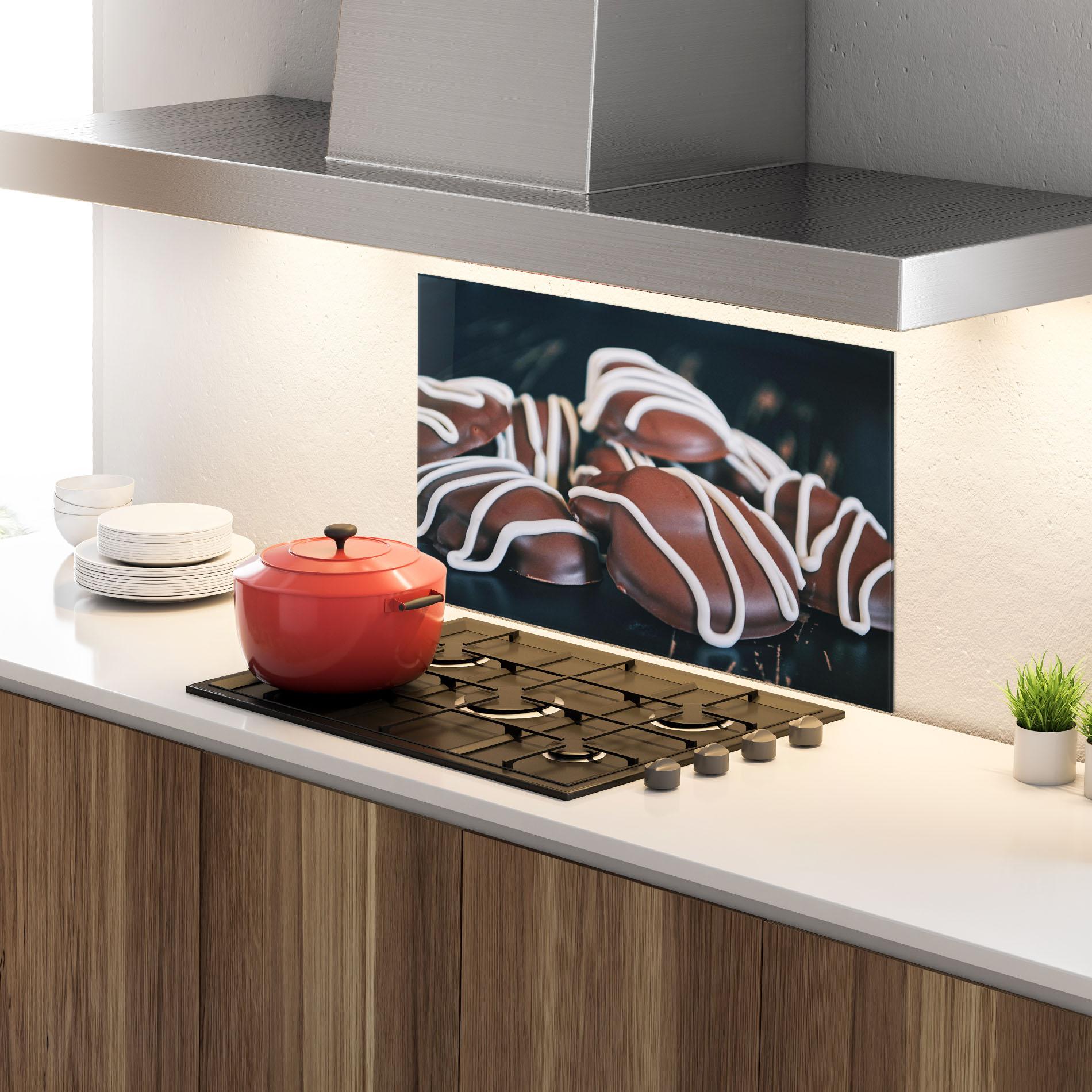 Konyhai üveg hátfal Heart Shaped Chocolate mockup 4