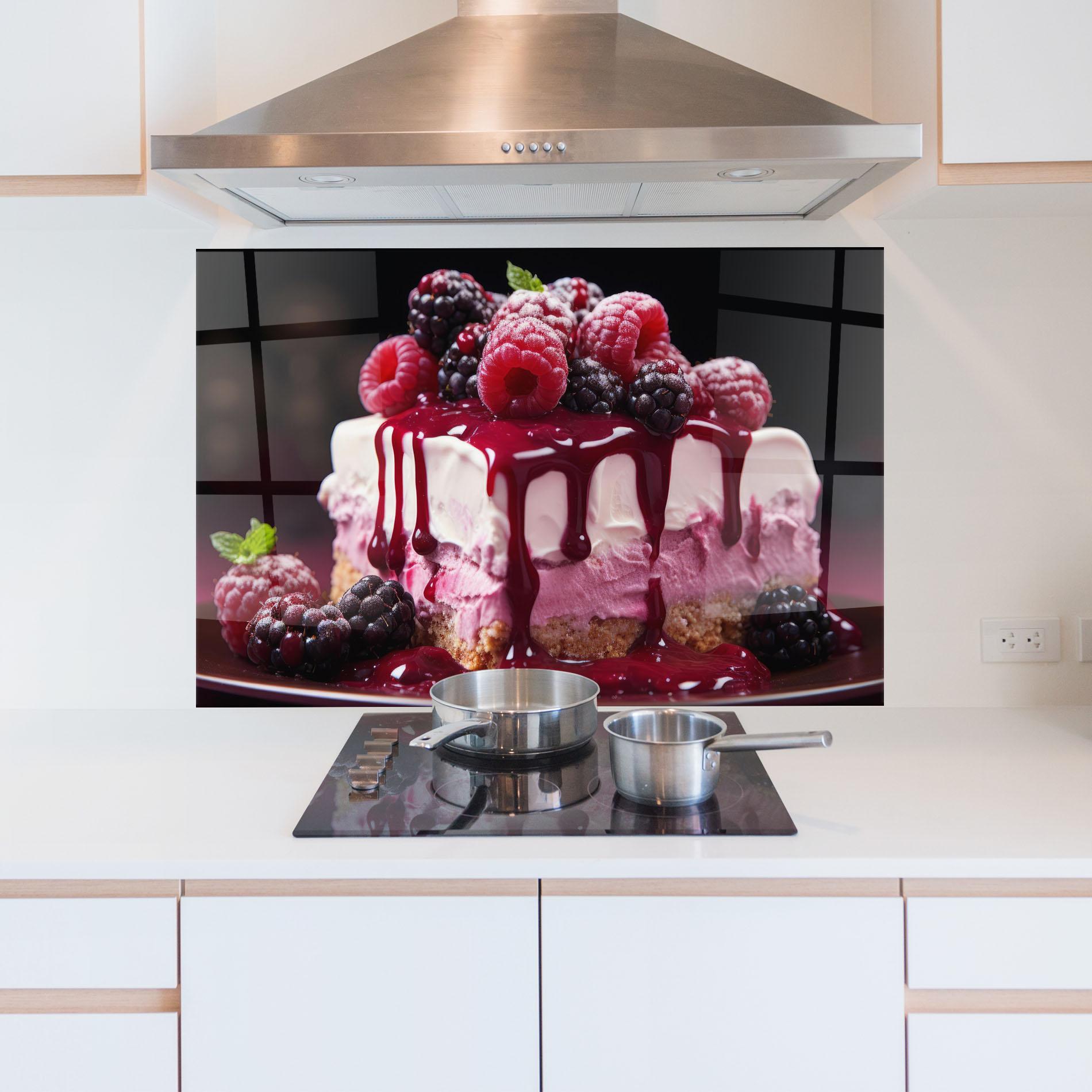 Konyhai üveg hátfal Berries Cream mockup 5