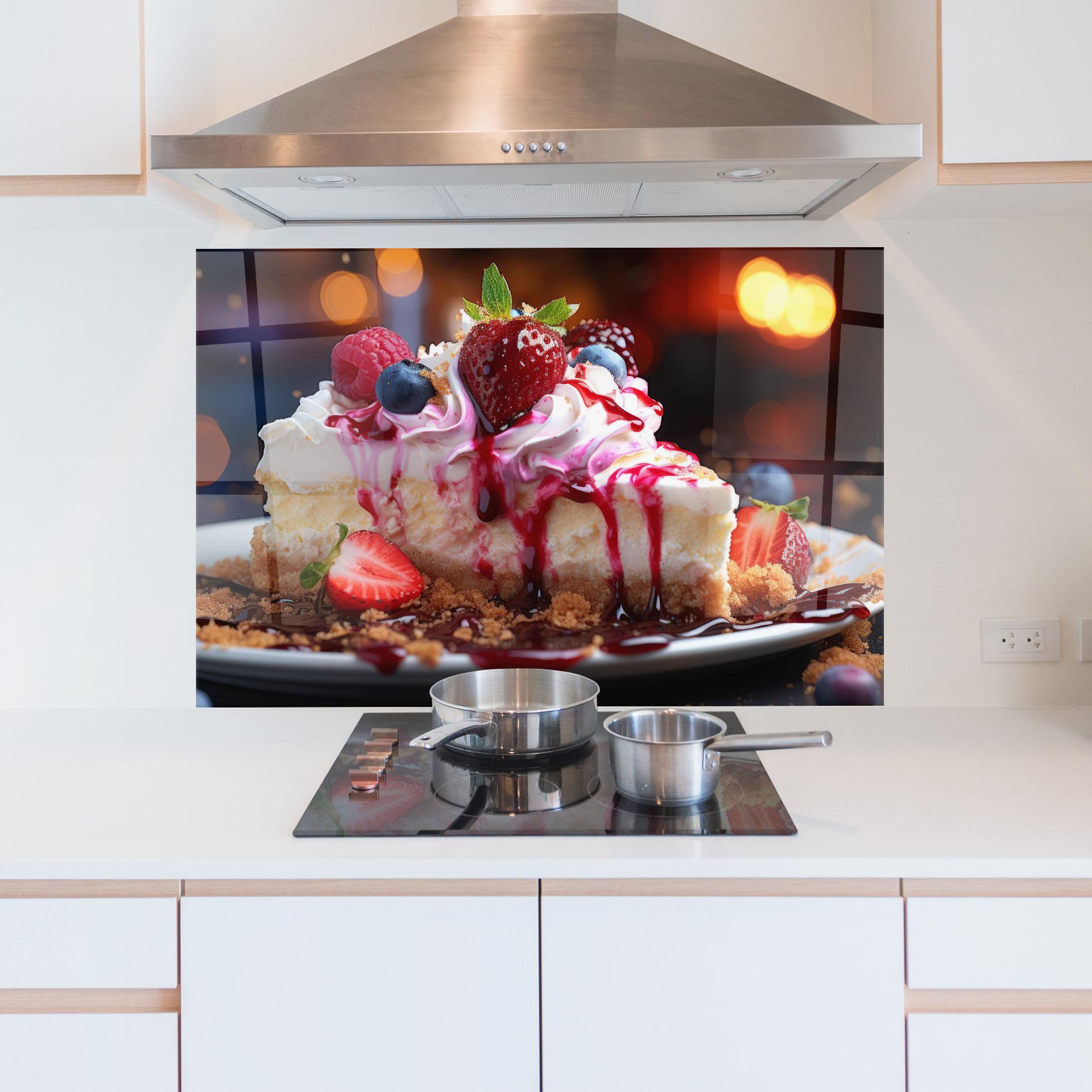 Konyhai üveg hátfal Cheesecake Berries mockup 5