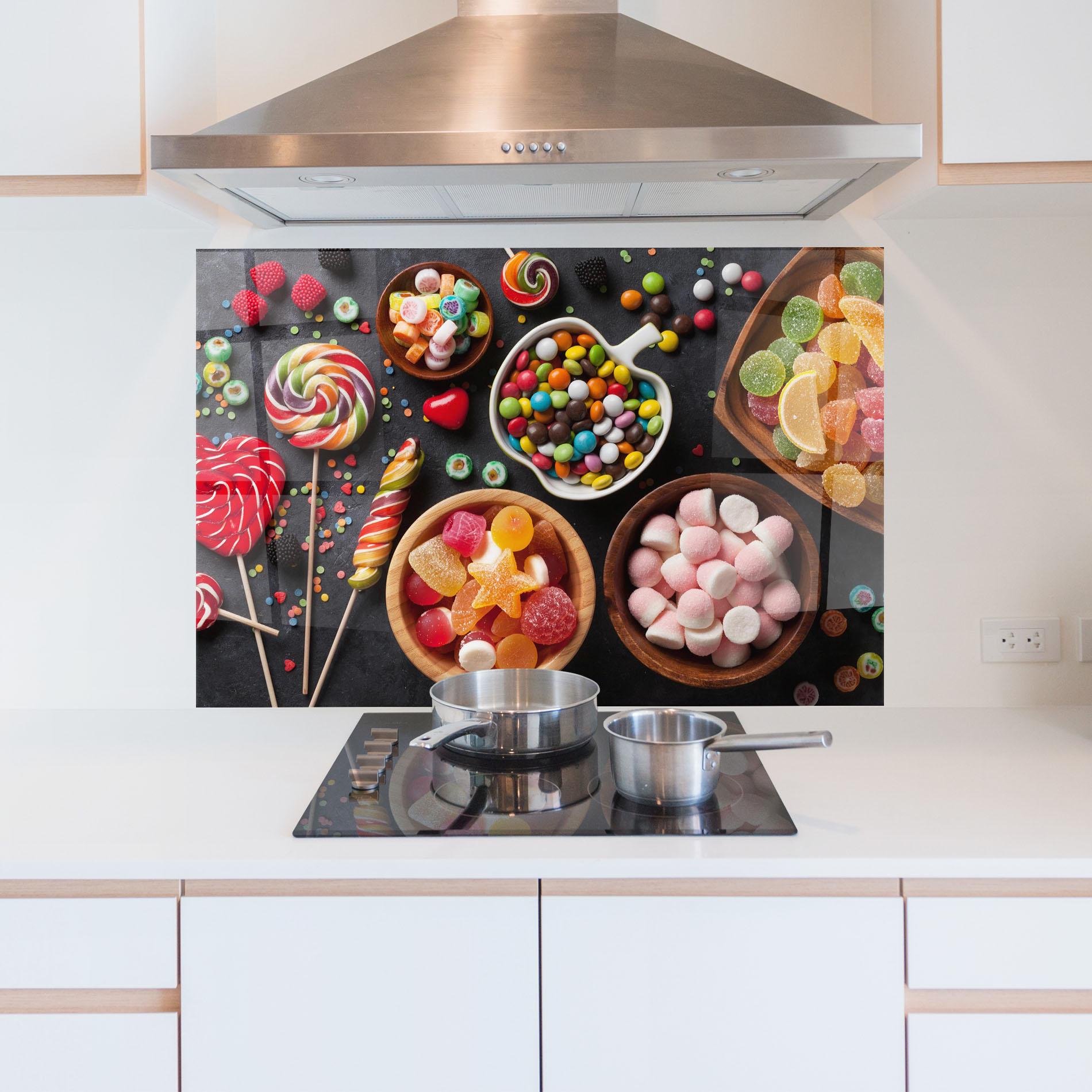 Konyhai üveg hátfal Colorful Candies mockup 5