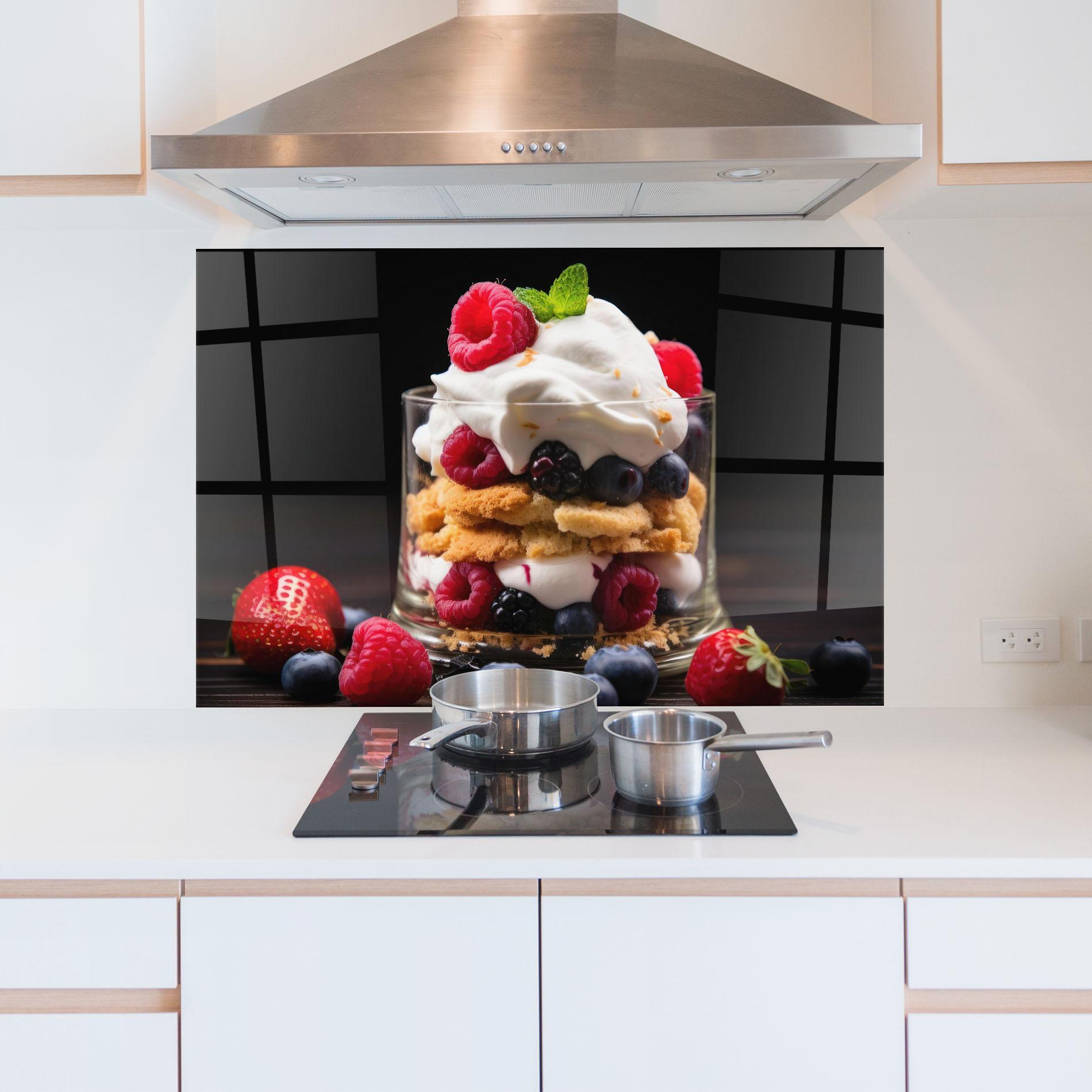 Konyhai üveg hátfal Cup Fruit Dessert mockup 5