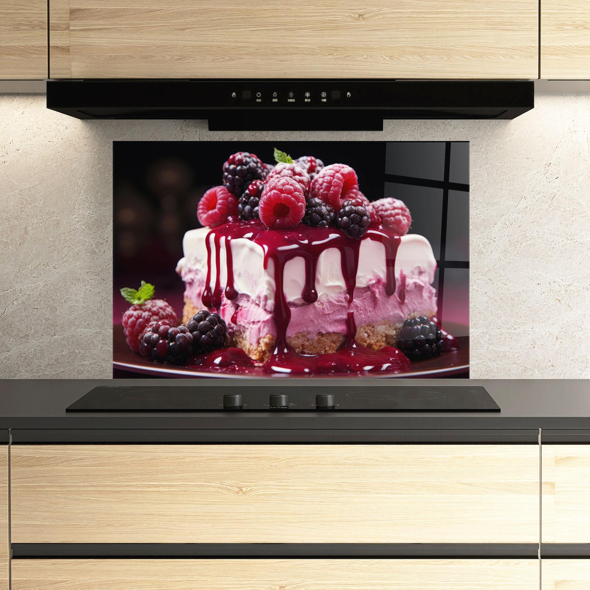 Konyhai üveg hátfal Berries Cream mockup 3