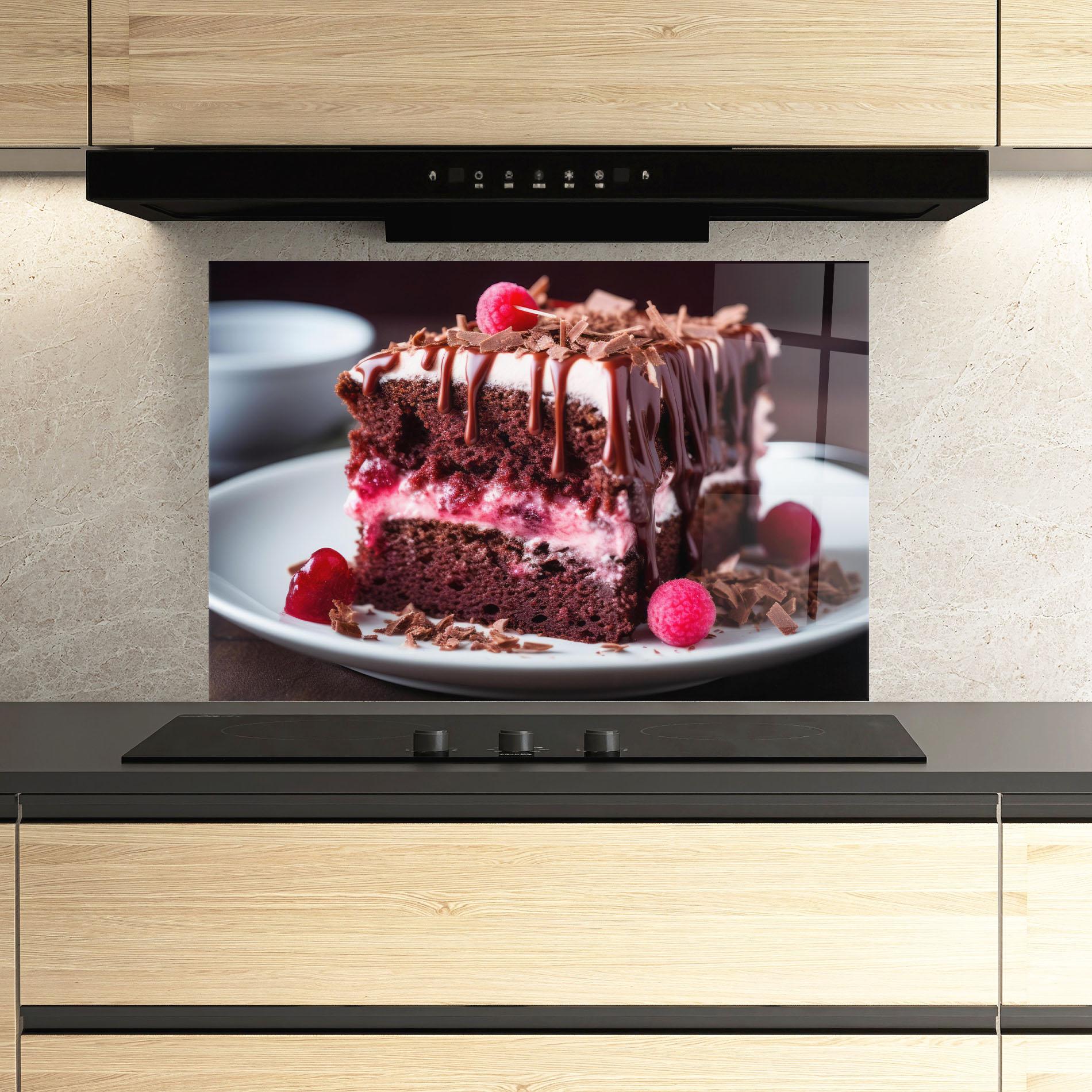 Konyhai üveg hátfal Brown Cake mockup 3